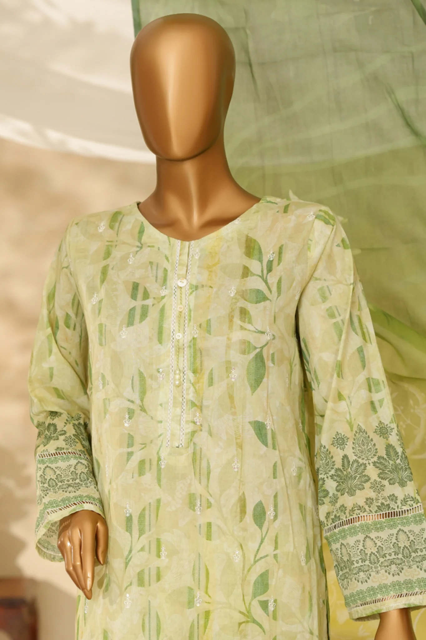 HZ Stitched 3 Piece Chikankari Cambric Suit-LPK-3P-526 - Image 2