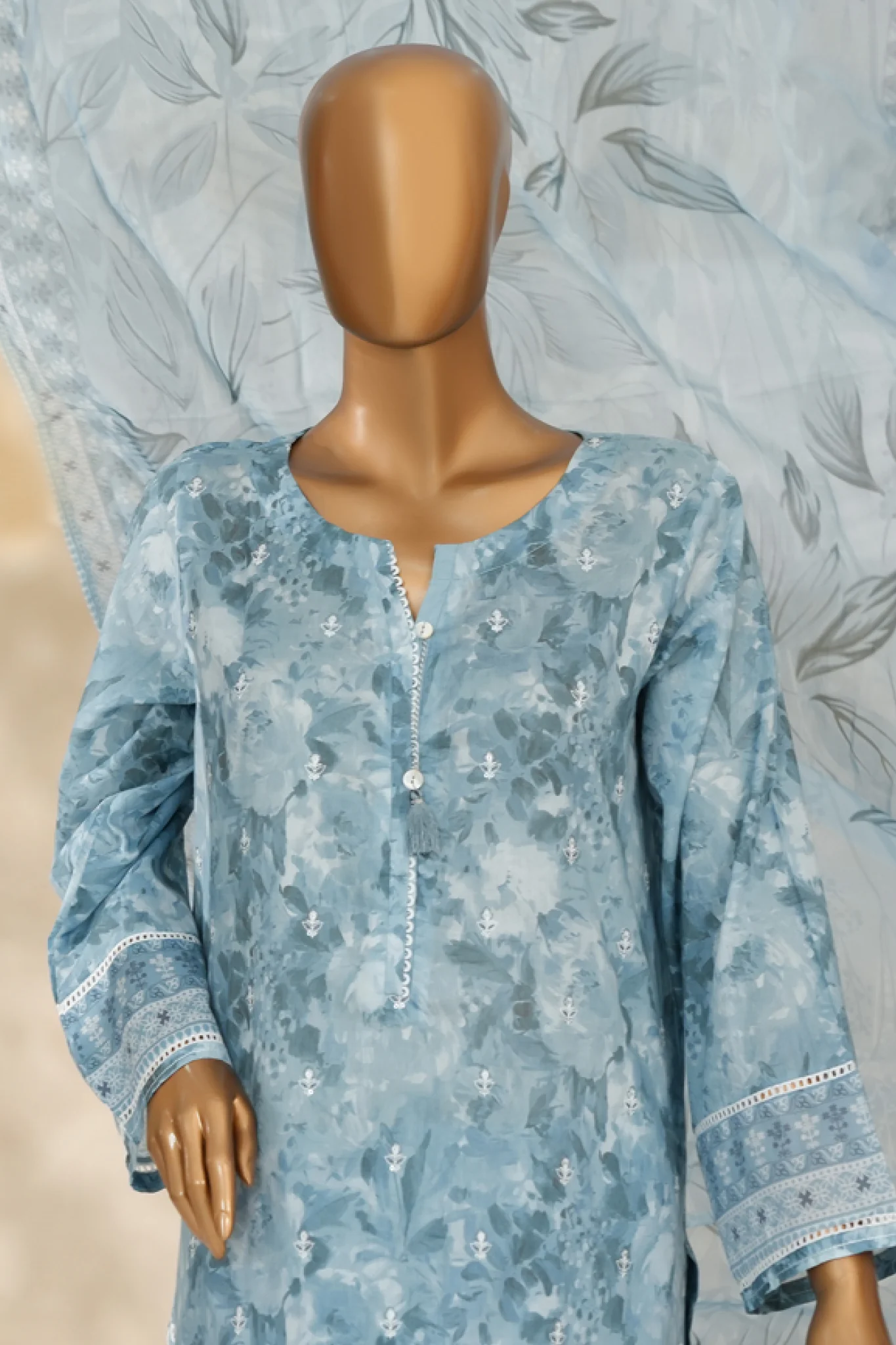 HZ Stitched 3 Piece Chikankari Cambric Suit-LPK-3P-528 - Image 2