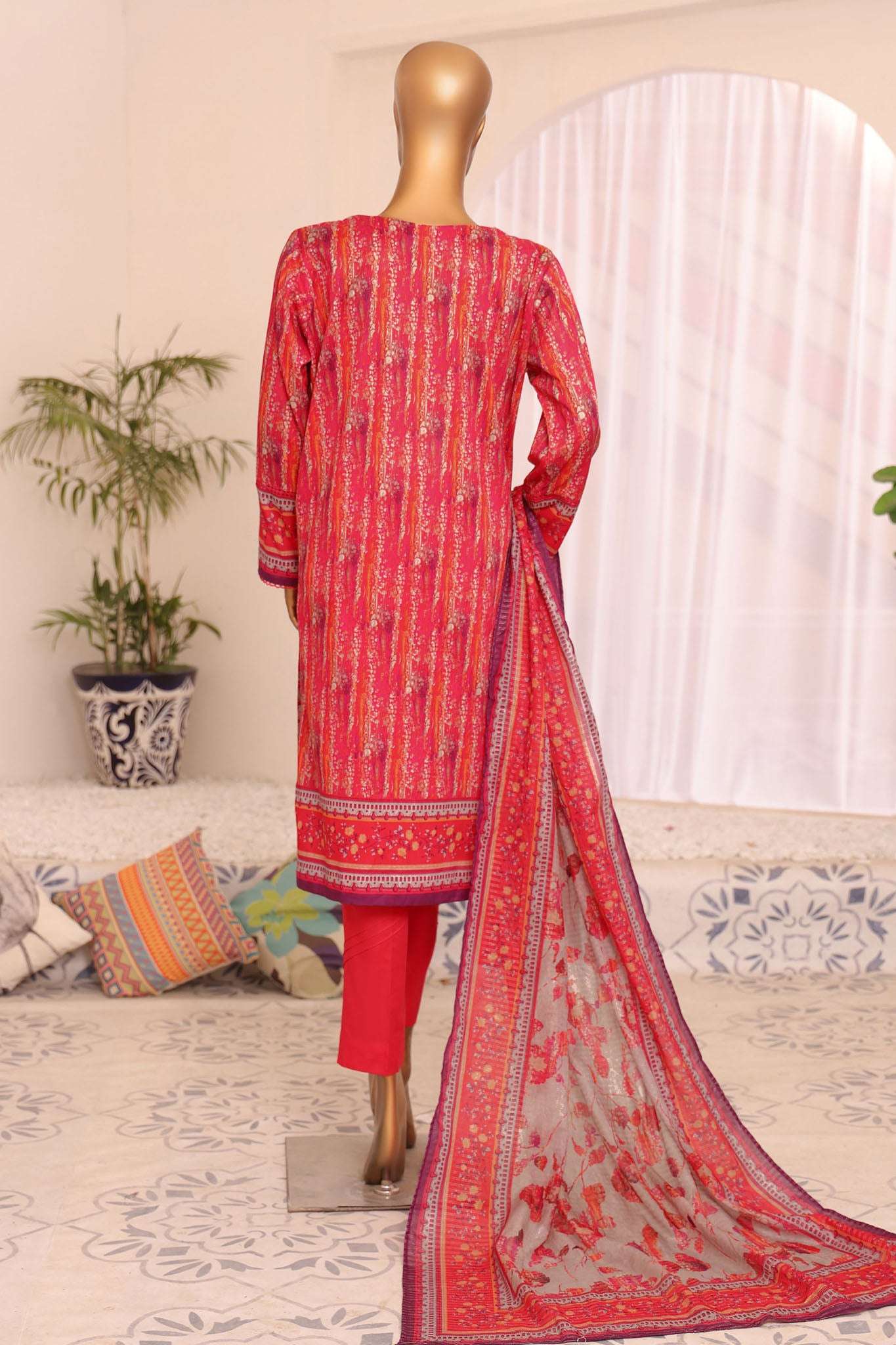 HZ Platinum Unstitched 3 Piece Digital Printed Lawn Vol-03 Suit-PPC-189 - Image 3
