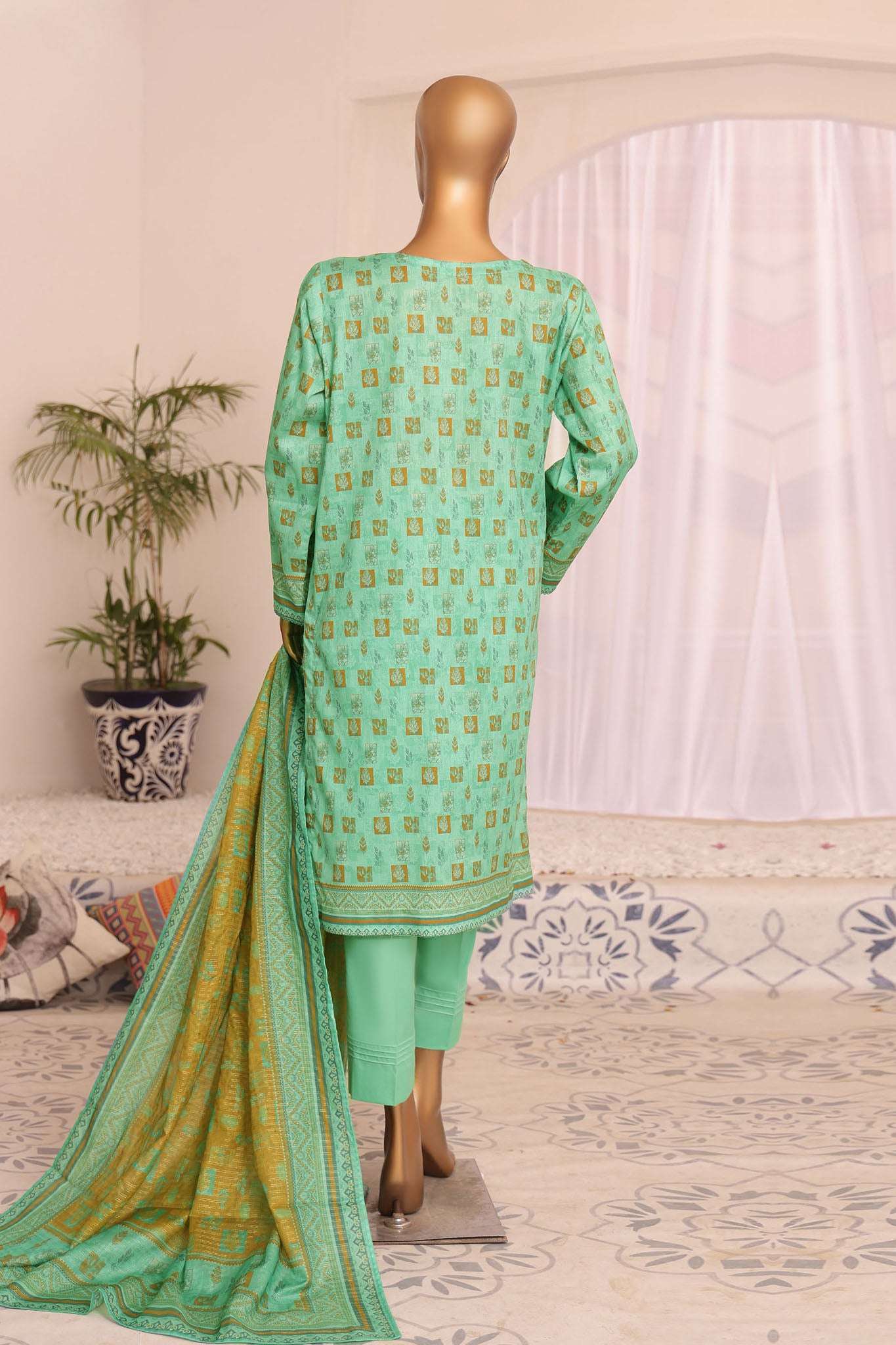 HZ Platinum Unstitched 3 Piece Digital Printed Lawn Vol-03 Suit-PPC-190 - Image 3