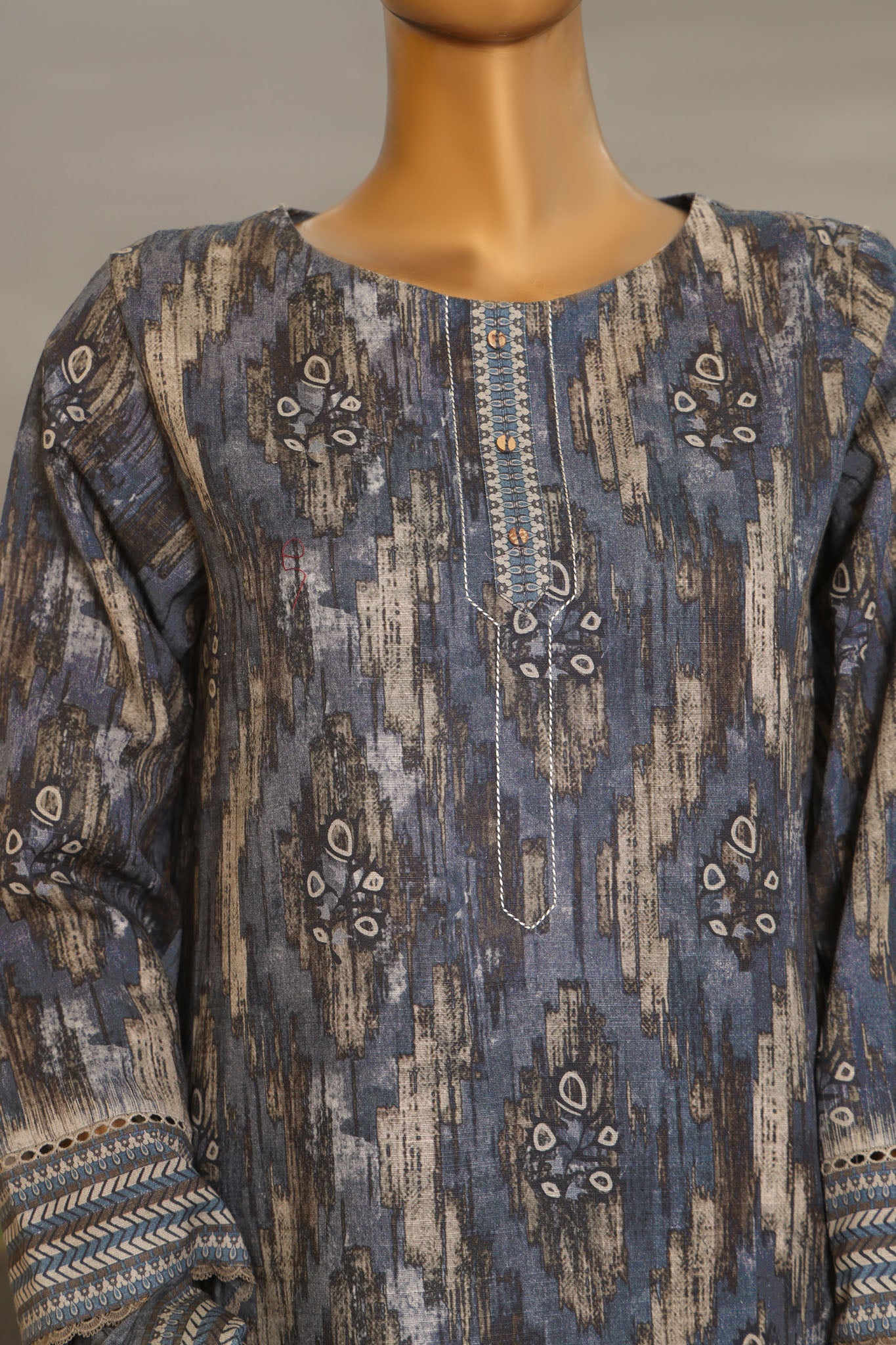HZ Premium Unstitched 3 Piece Digital Printed Khaddar Vol-02 Suit-PKP-48 - Image 2