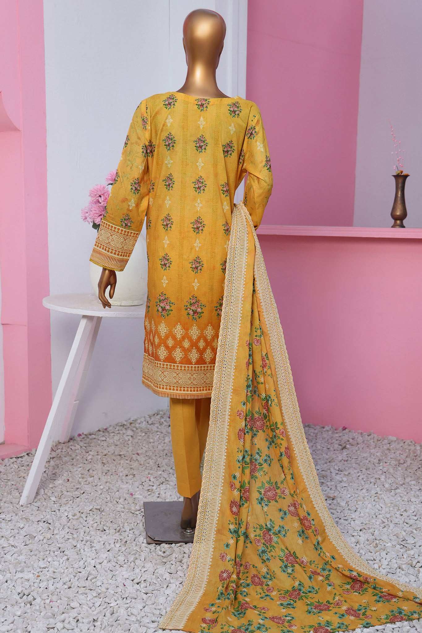 HZ Premium Unstitched 3 Piece Emb Lawnkari Suit-PLK-814 - Image 3