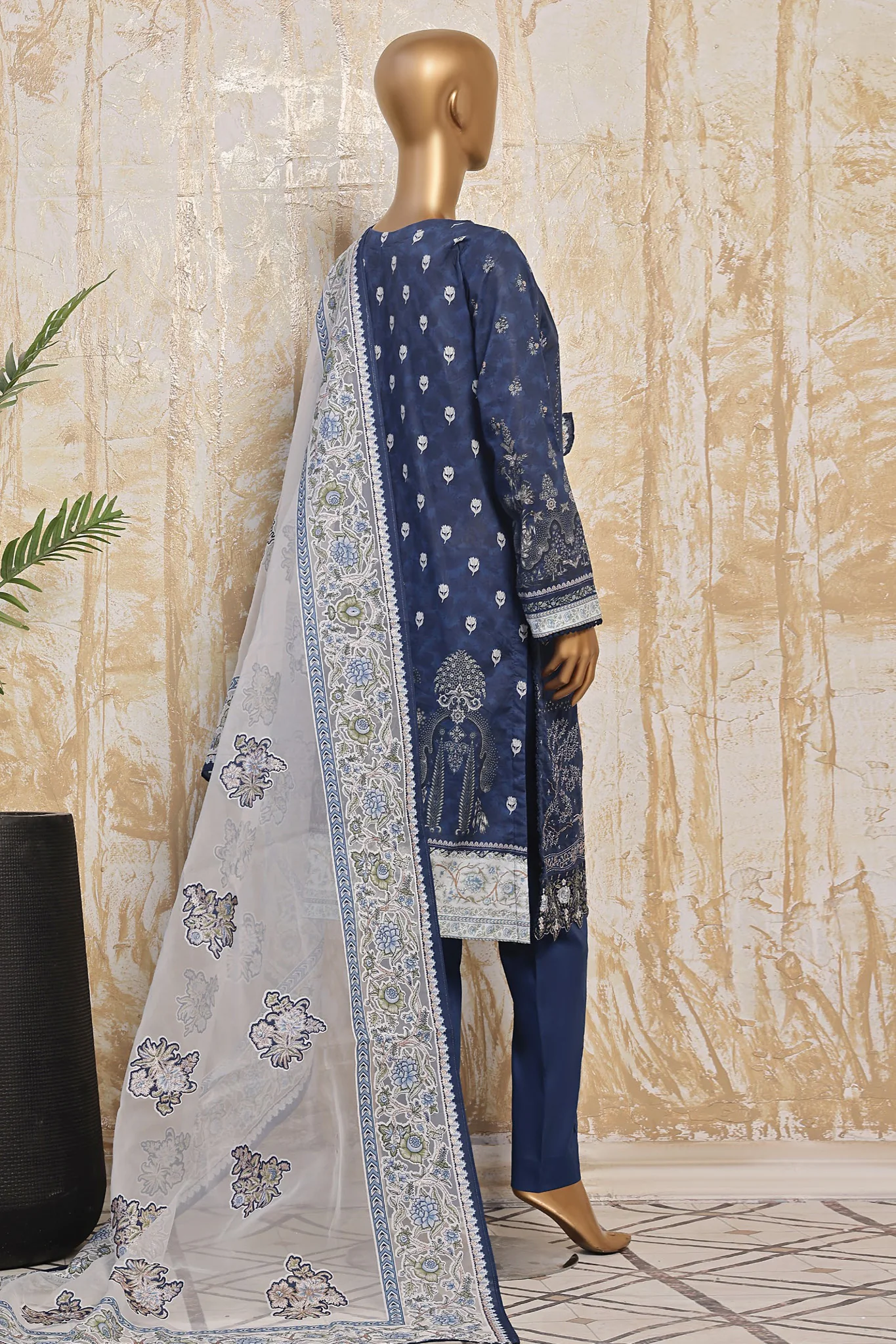 HZ Premium Unstitched 3 Piece Festive Digital Printed Emb Lawn Suit-PFC-776 - Image 2