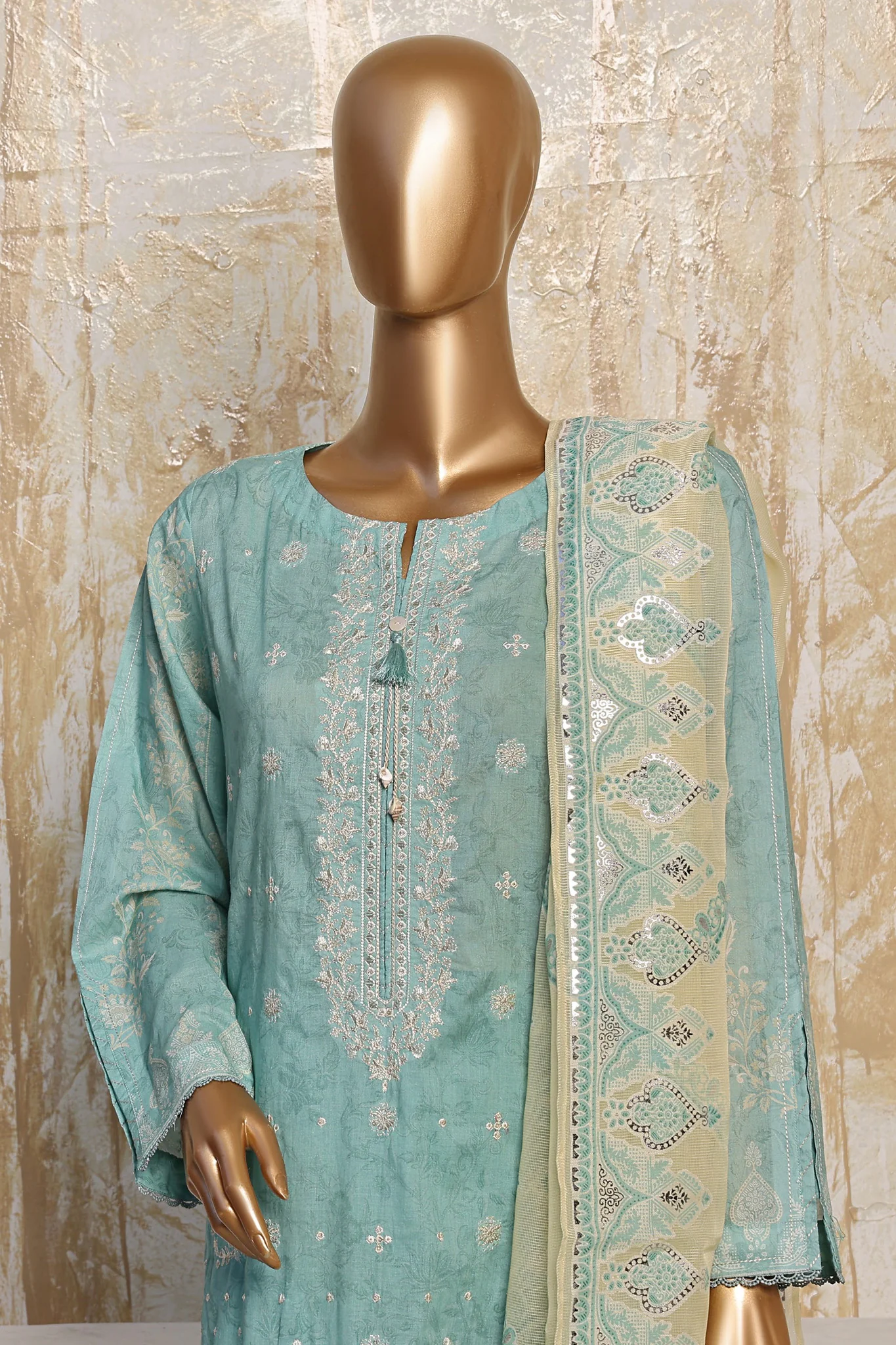 HZ Premium Unstitched 3 Piece Festive Digital Printed Emb Lawn Suit-PFC-779 - Image 2