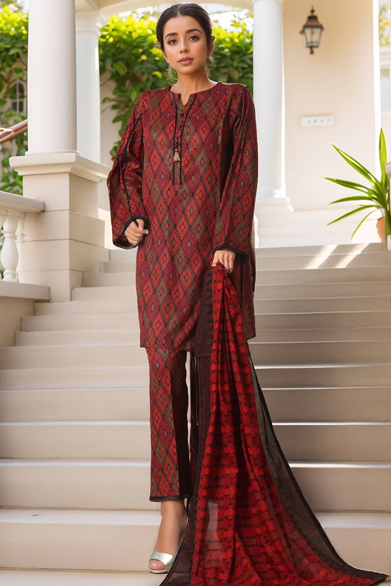 Rozaana by Hz Stitched 3 Piece Cambric Suit-CAP-3P-802