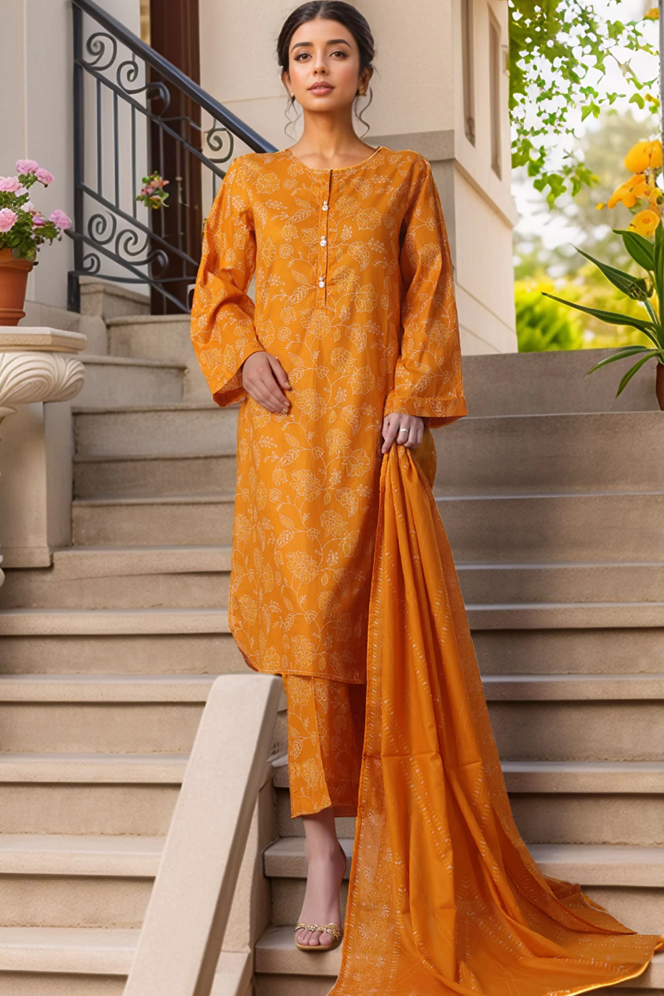 Rozaana by Hz Stitched 3 Piece Cambric Suit-CAP-3P-809