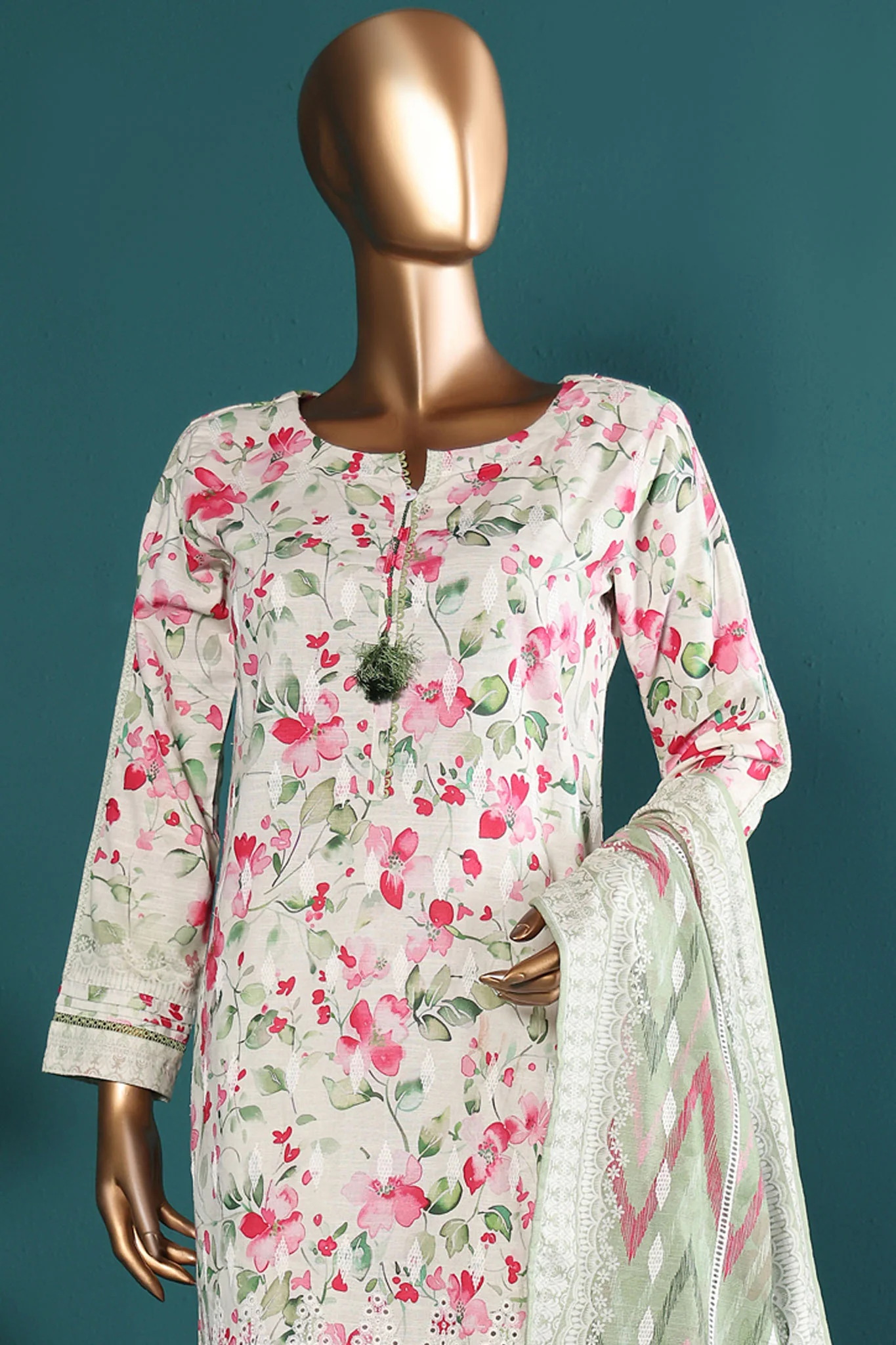 HZ Stitched 3 Piece Emb Chikankari Khaddar Suit-KE-916 - Image 2