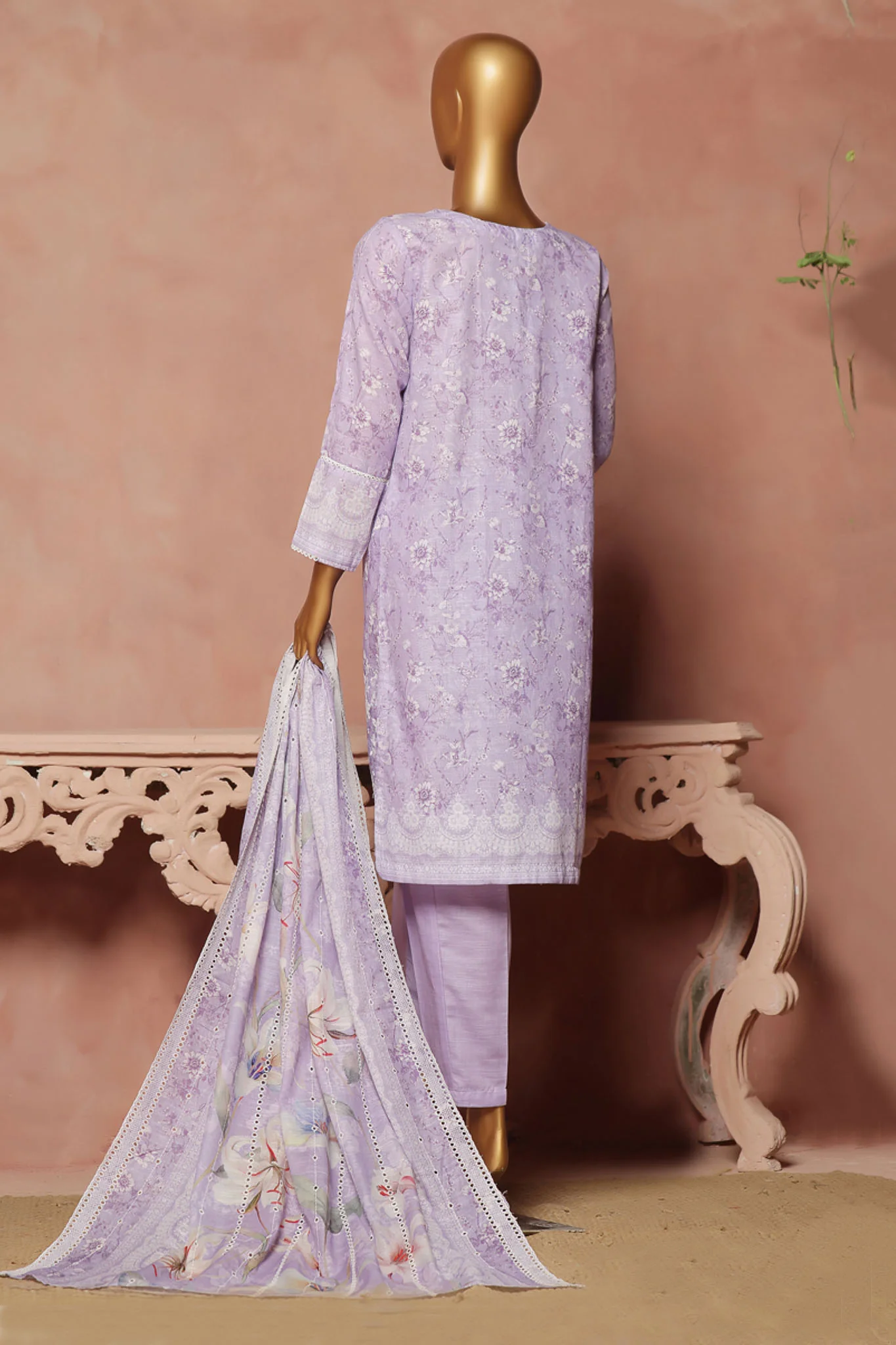 Hz Stitched 3 Piece Emb Chikankari Khaddar Vol-02 Suit-KE-923-Light Purple - Image 3