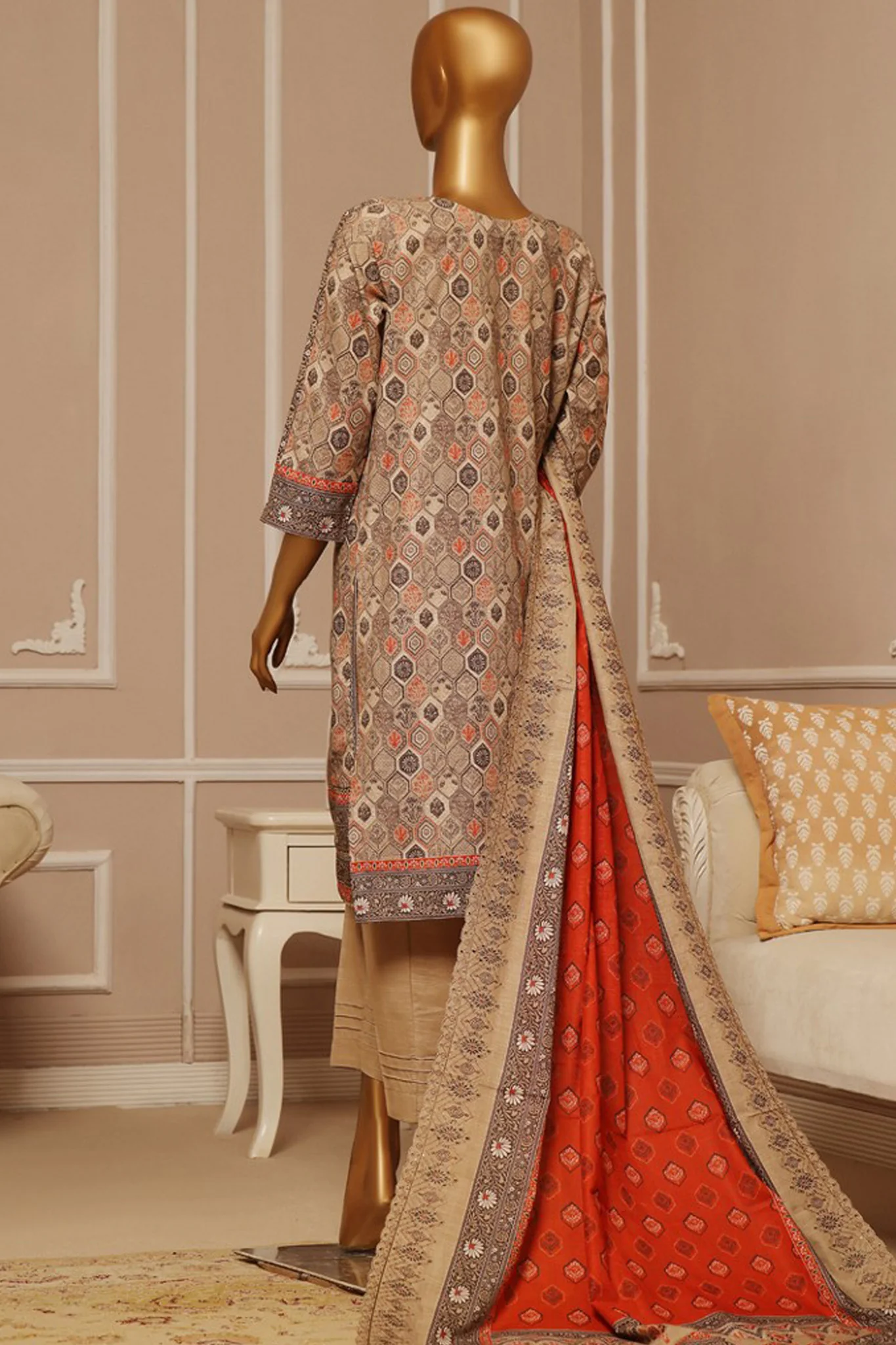 HZ Stitched 3 Piece Emb Khaddar Vol-01 Suit-KE-909 - Image 3