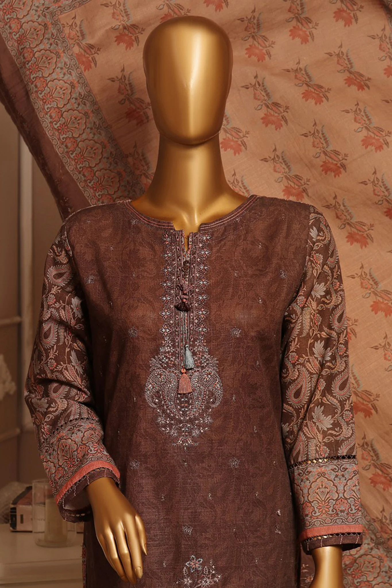 HZ Stitched 3 Piece Emb Khaddar Vol-01 Suit-KE-910 - Image 2