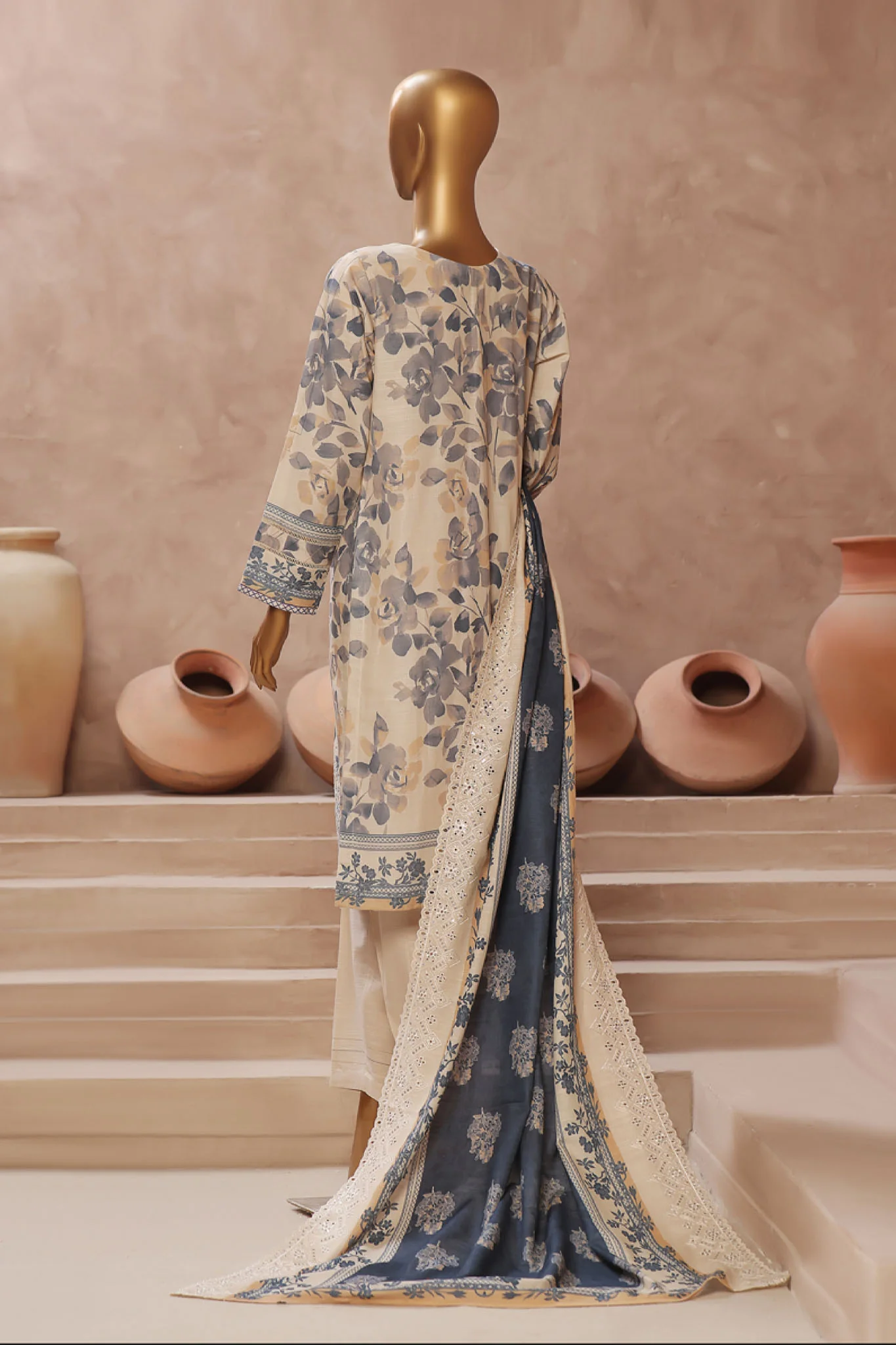 HZ Stitched 3 Piece Emb Khaddar Vol-02 Suit-KE-915 - Image 3