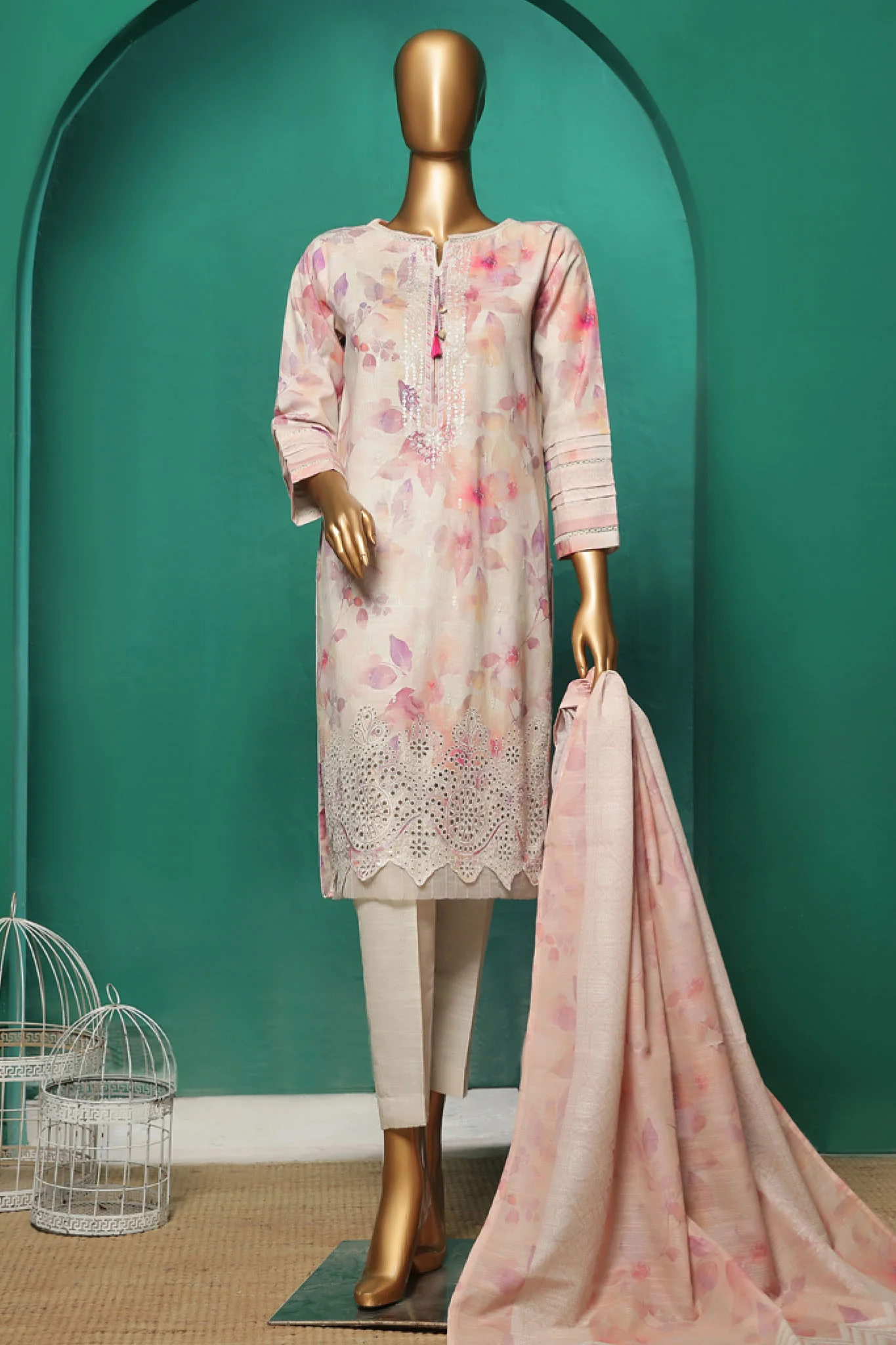 HZ Stitched 3 Piece Emb Khaddar Vol-03 Suit-KE-932