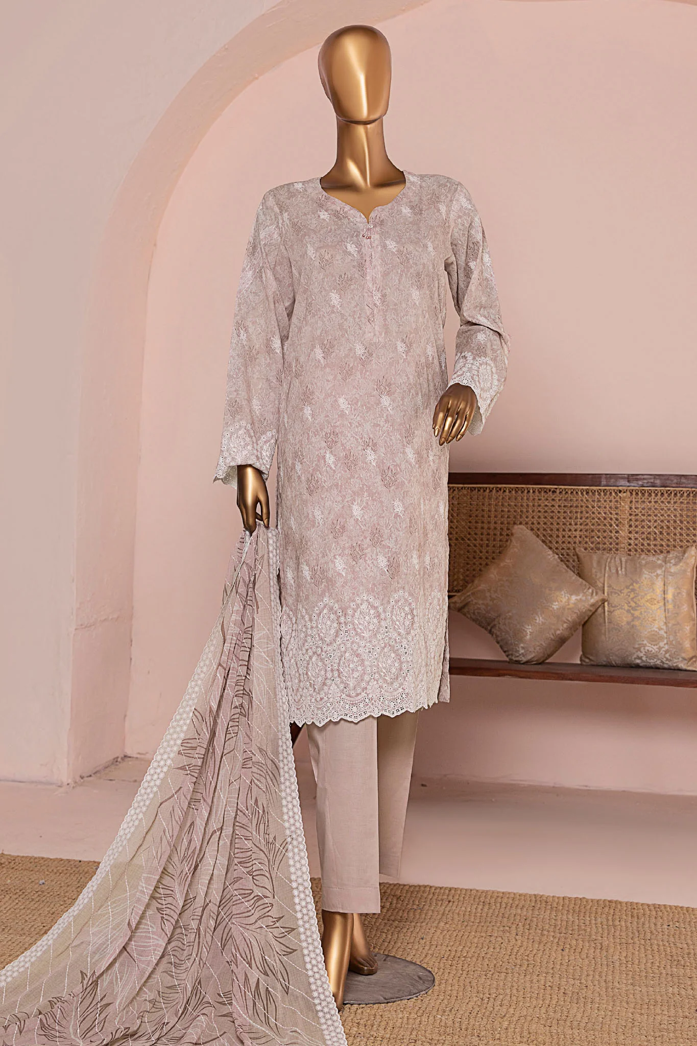 HZ Unstitched 3 Piece Premium Chikankari Suit-PCE-954