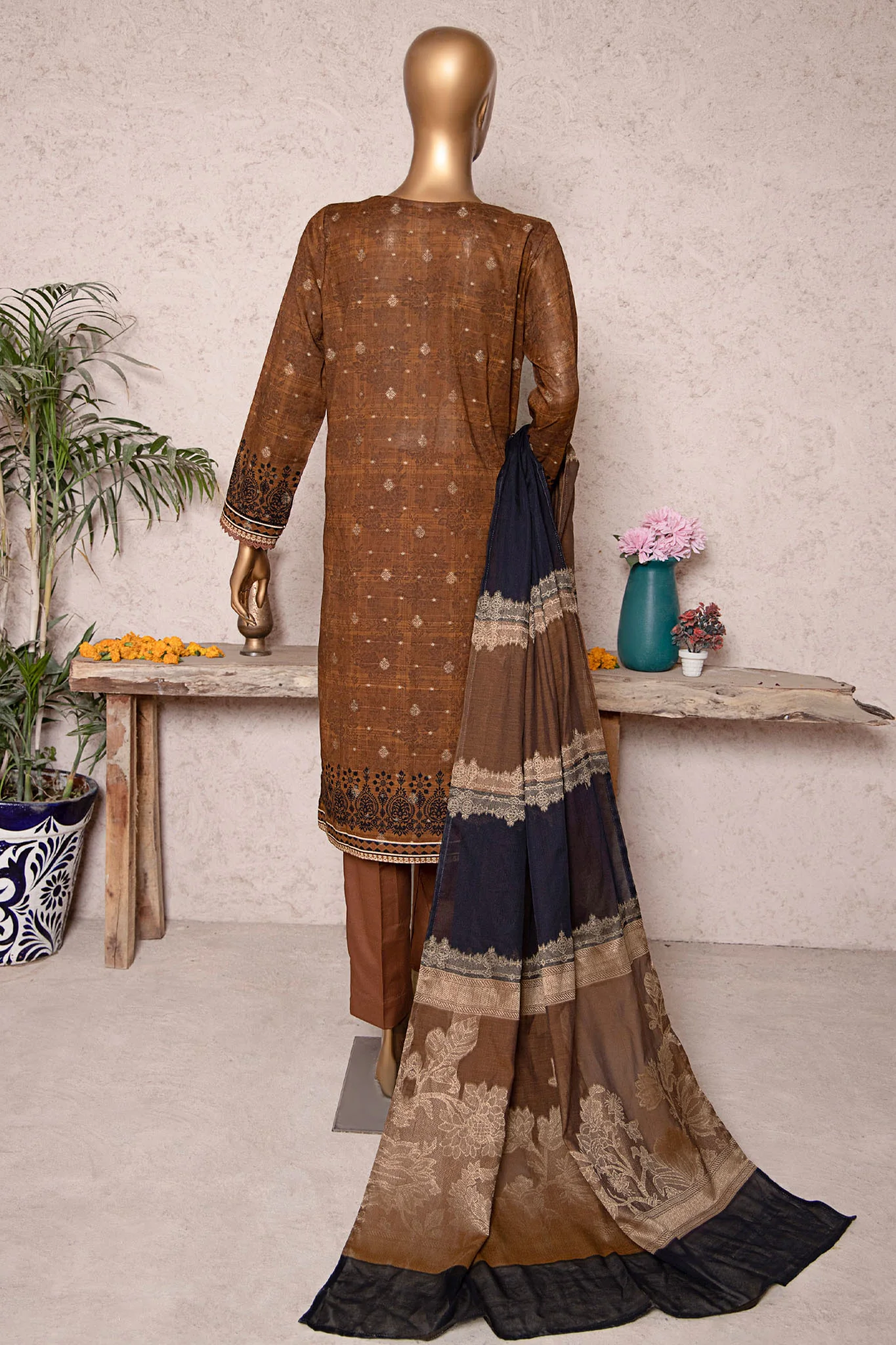 HZ Unstitched 3 Piece Turkish Jacquard Vol-02 Collection-TJS-1204 - Image 3