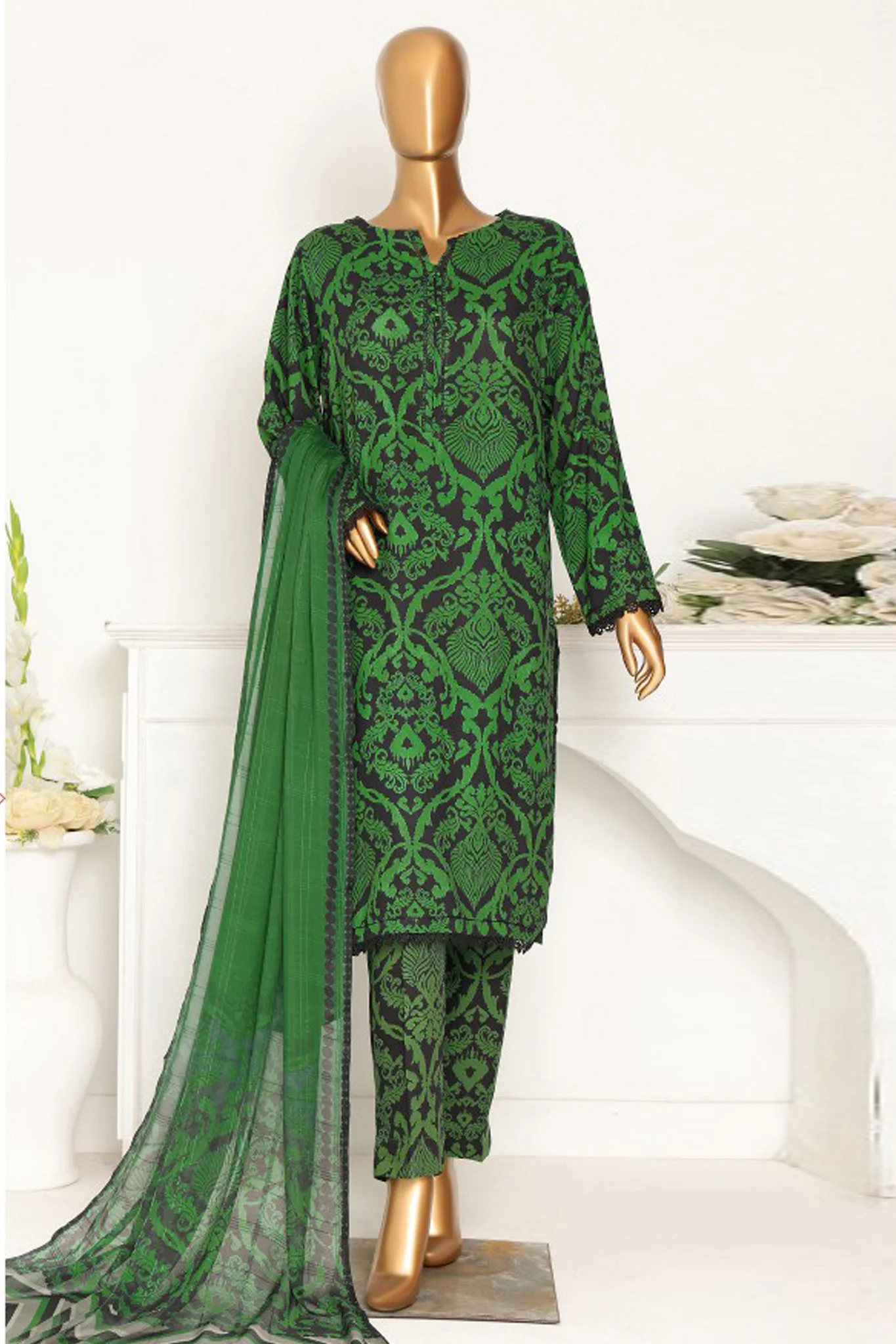 HZ Unstitched 3 Piece Wintry Linen Suit-LWP-1121