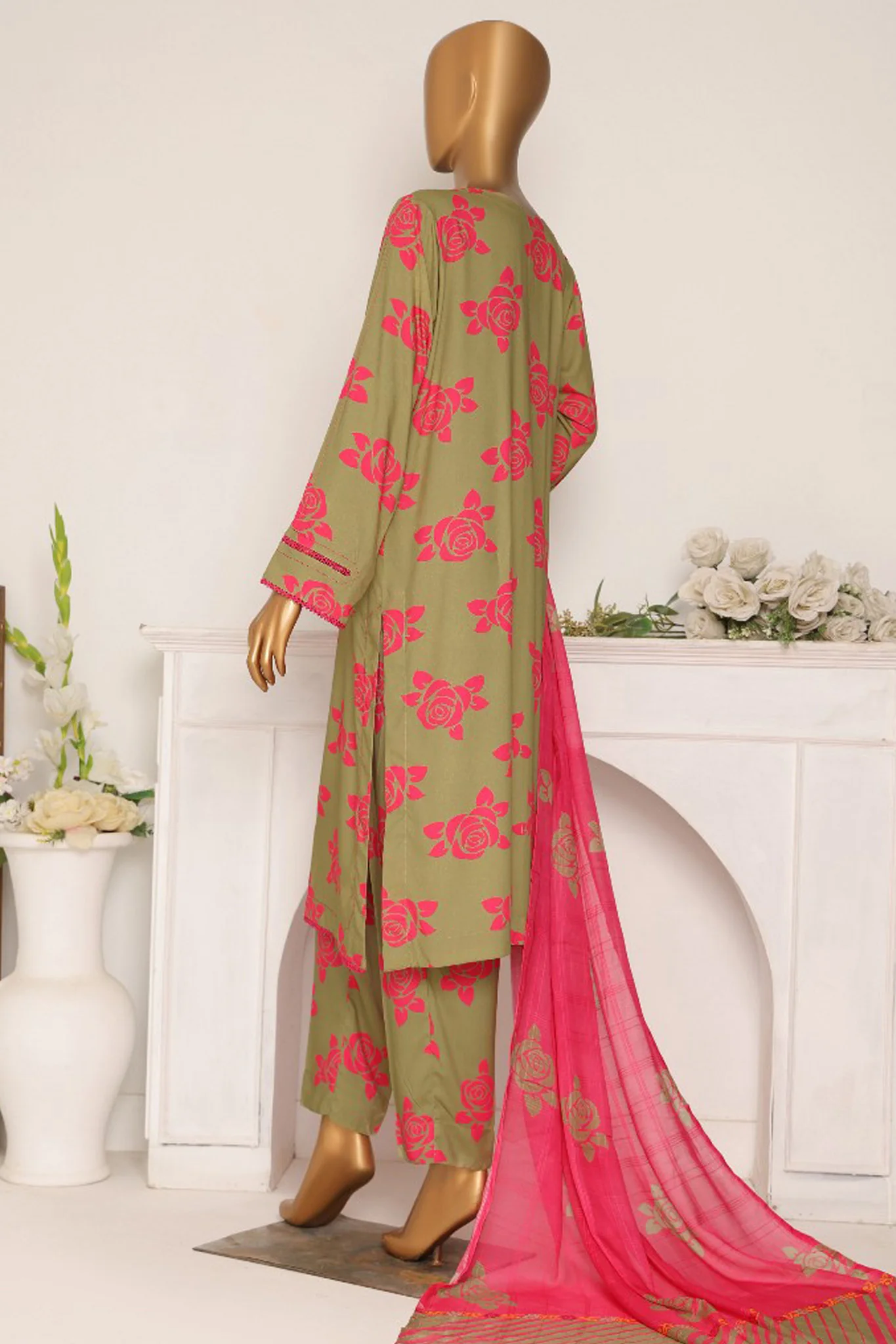 HZ Unstitched 3 Piece Wintry Linen Suit-LWP-1122 - Image 3