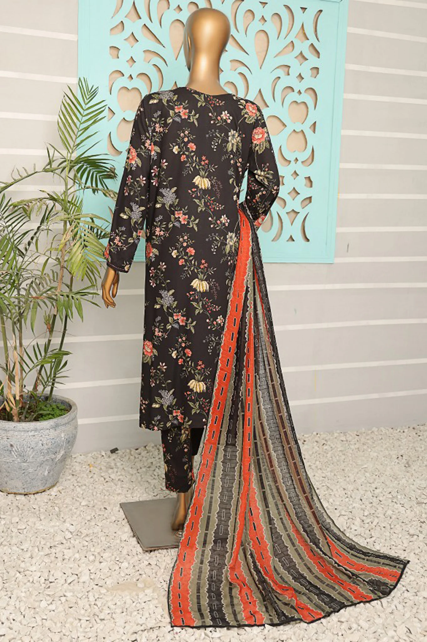 HZ Unstitched 3 Piece Wintry Linen Suit-LWP-1129 - Image 3
