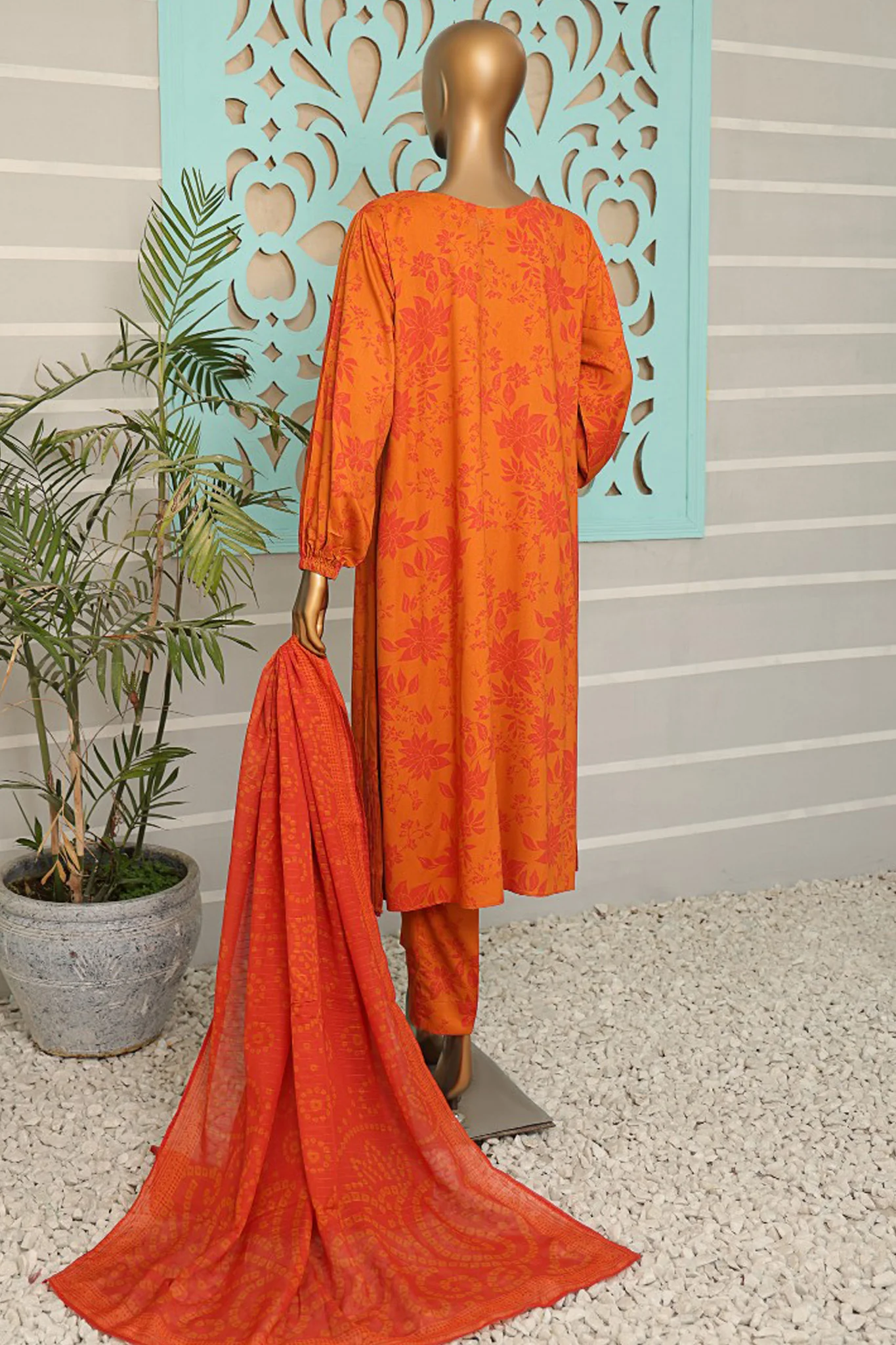 HZ Unstitched 3 Piece Wintry Linen Suit-LWP-1132 - Image 3