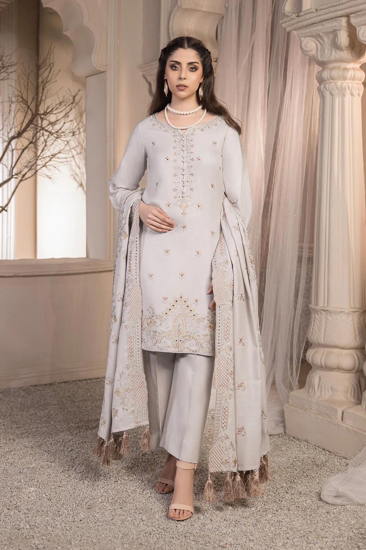 Bella By Imrozia Serene Stitched 3 Piece Winter Suit-I.P-93 Lumiere - Image 2