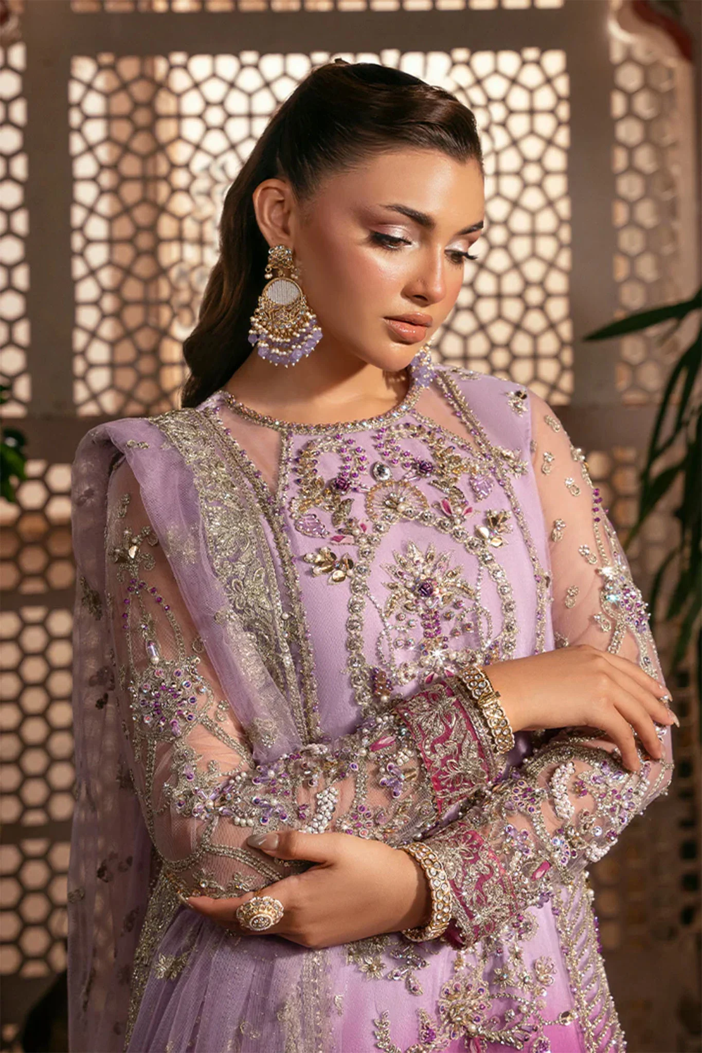 Noor E Naaz By Imrozia Serene Unstitched 3 Piece Luxury Bridal Suit-IB-49-Sunehri - Image 2