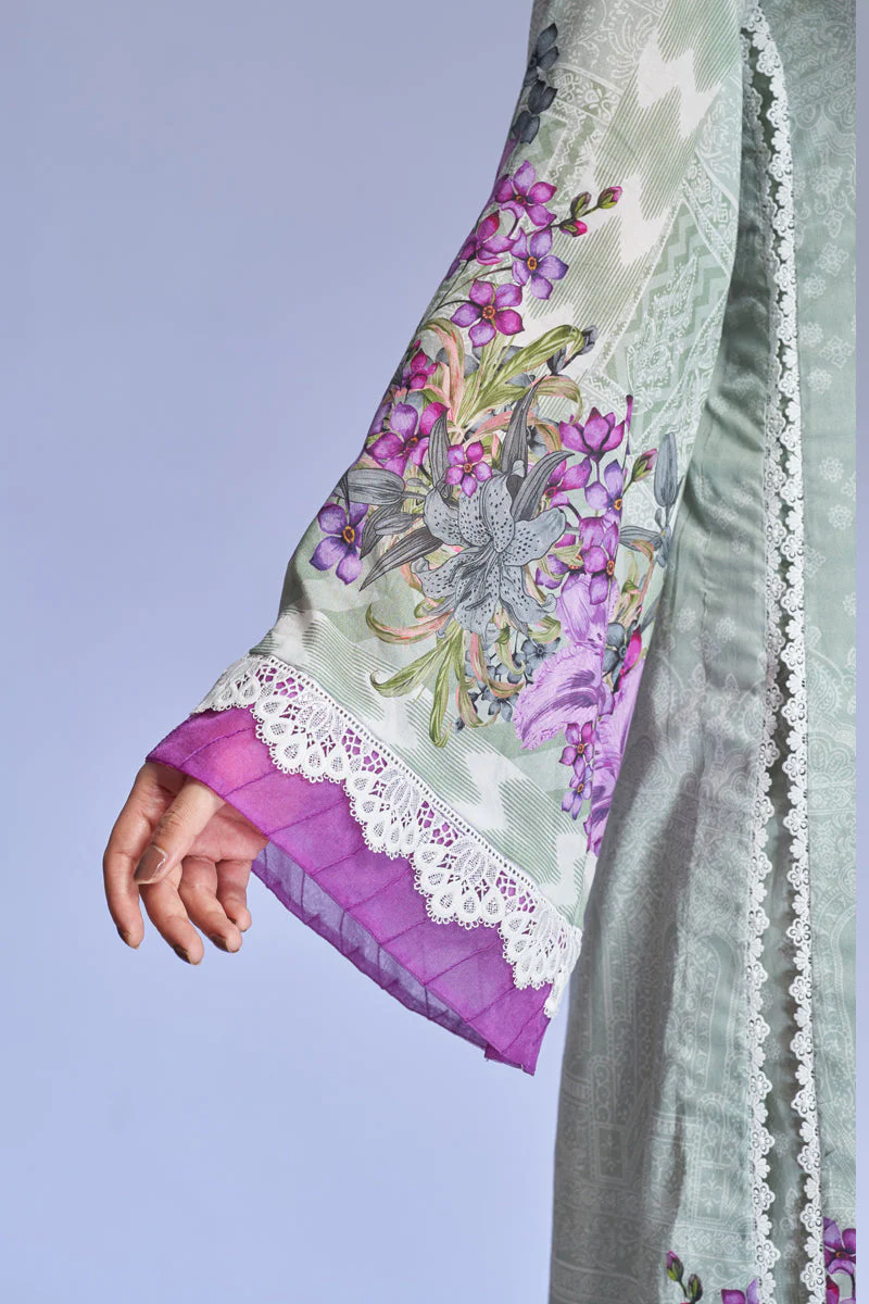 The Affordables By Mariam Malik Unstitched 3 Piece Digital Printed Lawn Suit-Icy Mint - Image 9