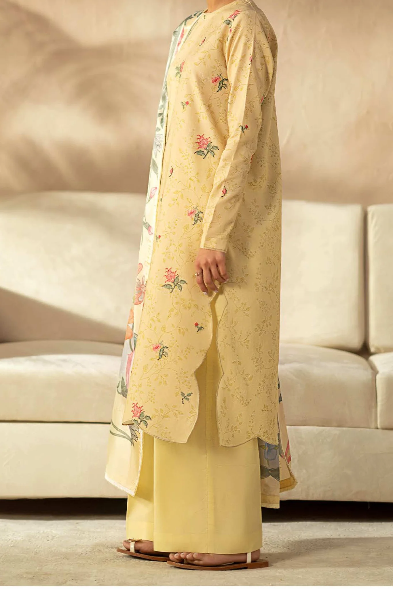 Ilara By Seran Unstitched 3 Piece Digital Printed Cambric Edit Suit-02-Citrine - Image 3