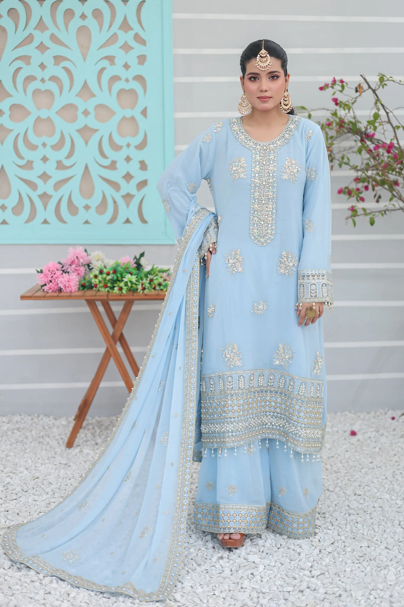 Inara By Azmeerah Official Semi Stitched 3 Piece Chiffon Edit Suit-04-Ayzel - Image 2