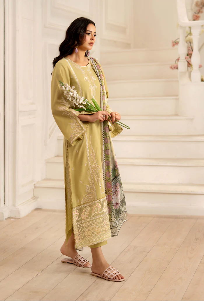 Inara By Humdum Stitched 3 Piece Emb Lawn Suit-D-07 - Image 3