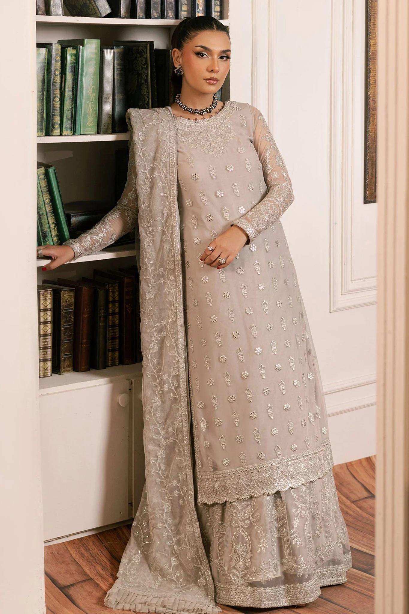 Inayat By Zarif Unstitched 3 Piece Luxury Formals Suit-ZRI-05-Dhanak - Image 4