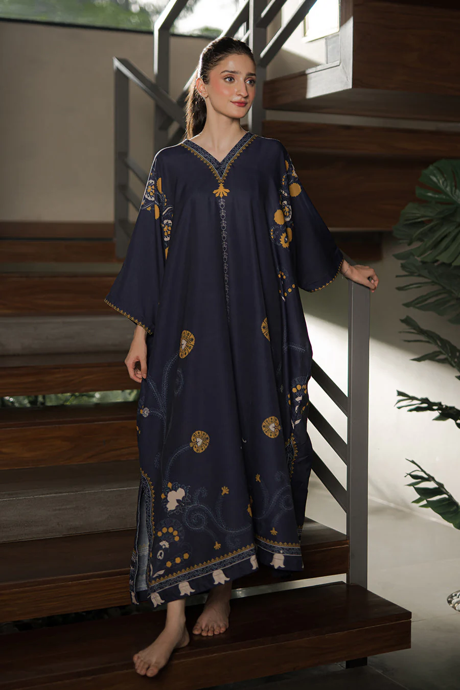 Everywear by Qariney Stitched 2 Piece Suit-Indigo Kaftaan