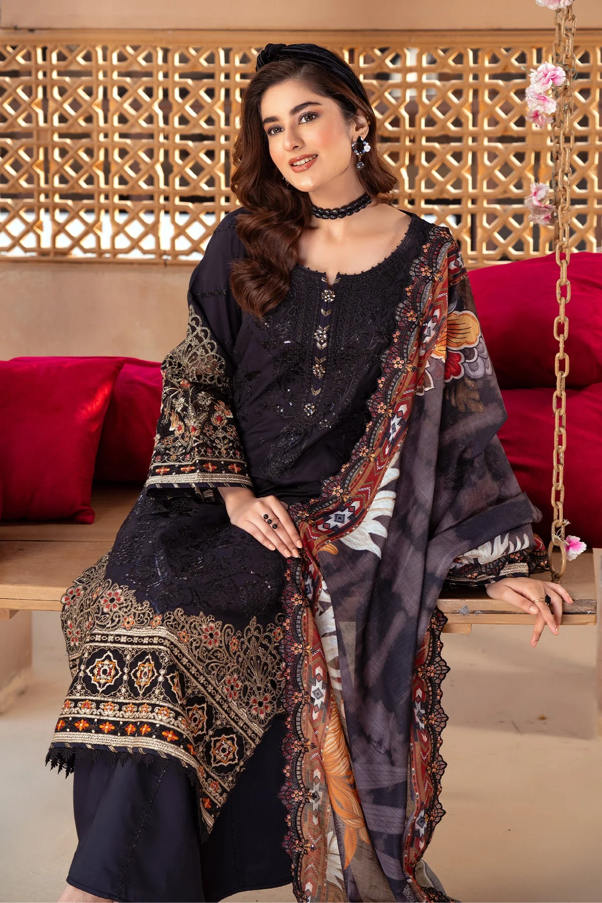 Raya By Imrozia Serene Stitched 3 Piece Winter Suit-IP-112 Nisha - Image 2
