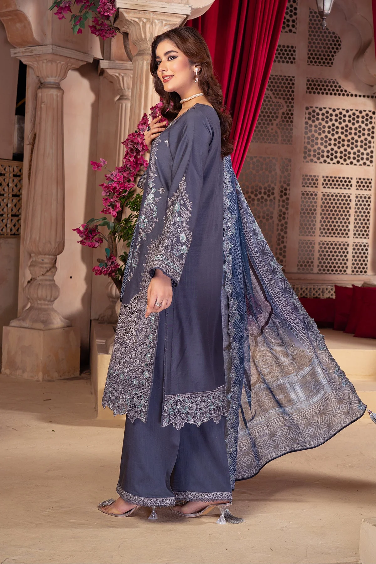 Raya By Imrozia Serene Stitched 3 Piece Winter Suit-IP-119 Tiya - Image 2