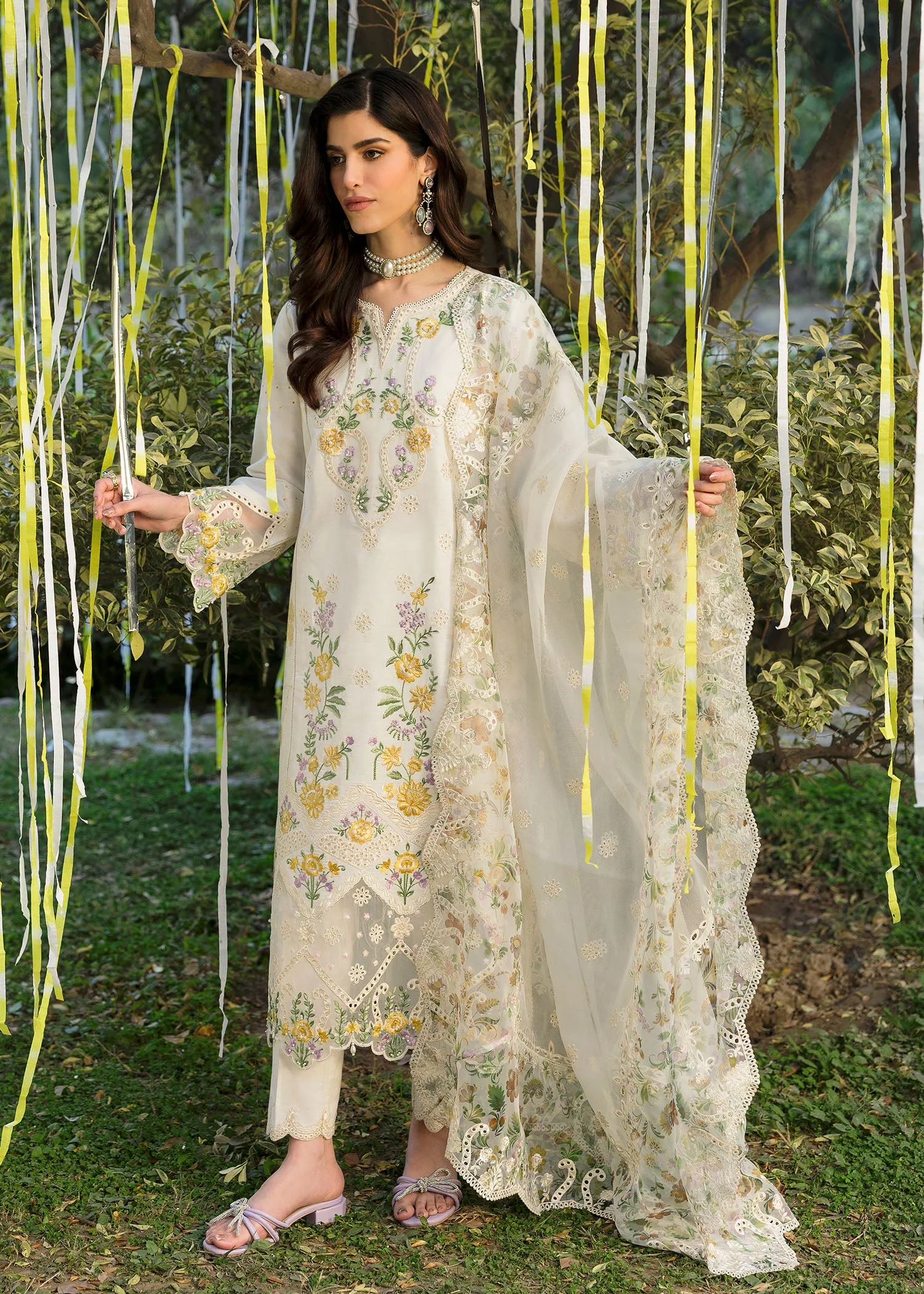 Floral Forest By Sardinia Unstitched 3 Piece Lawn Collection-Ivory Bloom - Image 7