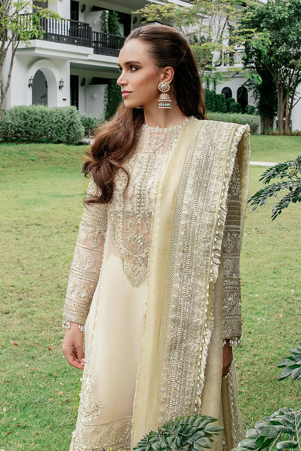 Fleurie By Meeral Unstitched 3 Piece Formals Suit-IVORY BREEZE - Image 3