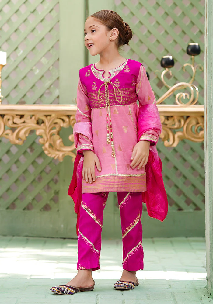 Ochre Clothing Jacquard Block Printed 3 Pc Suit - Image 2