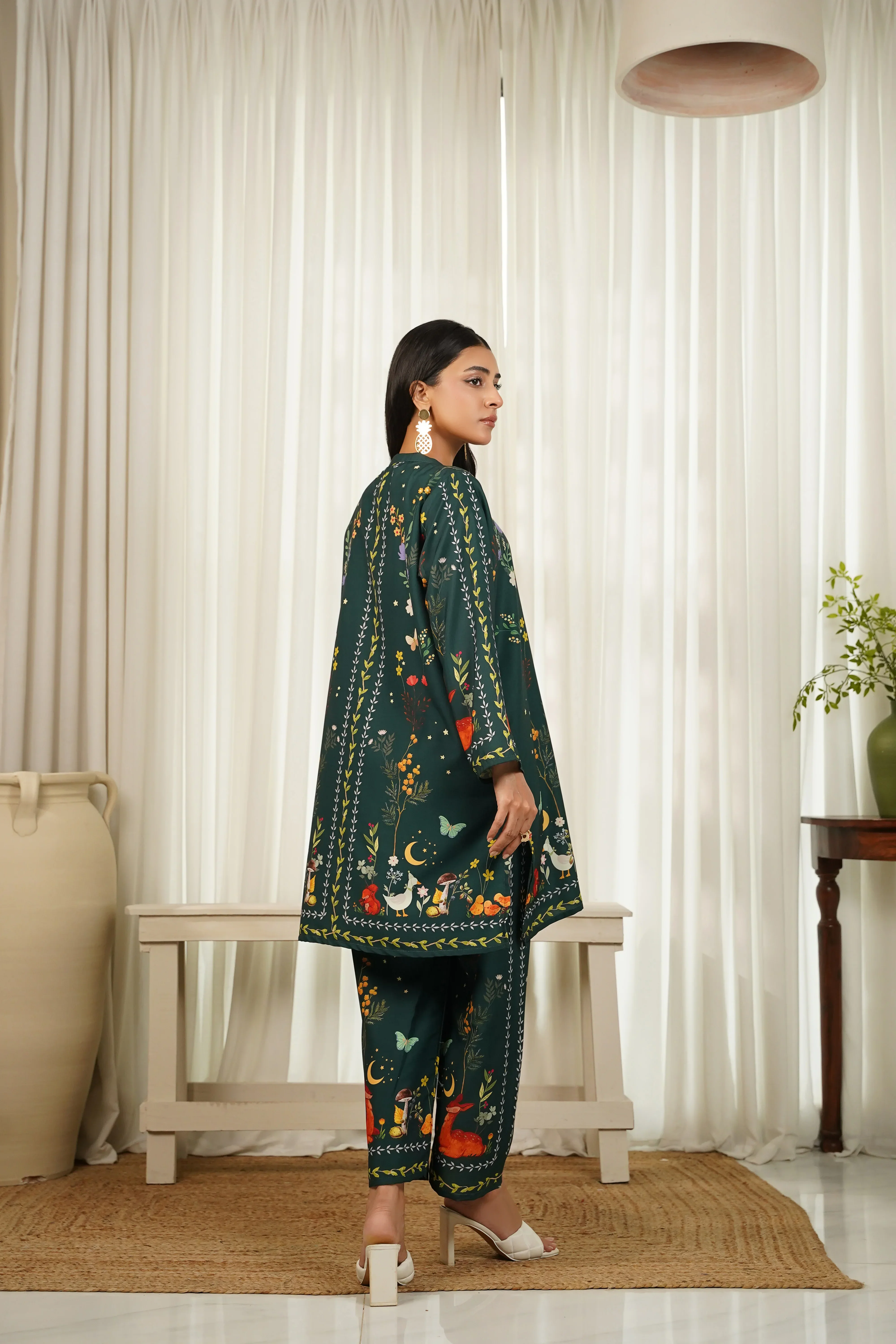 Dhaga Stitched 2 Piece Crepe Suit-Jade - Image 5