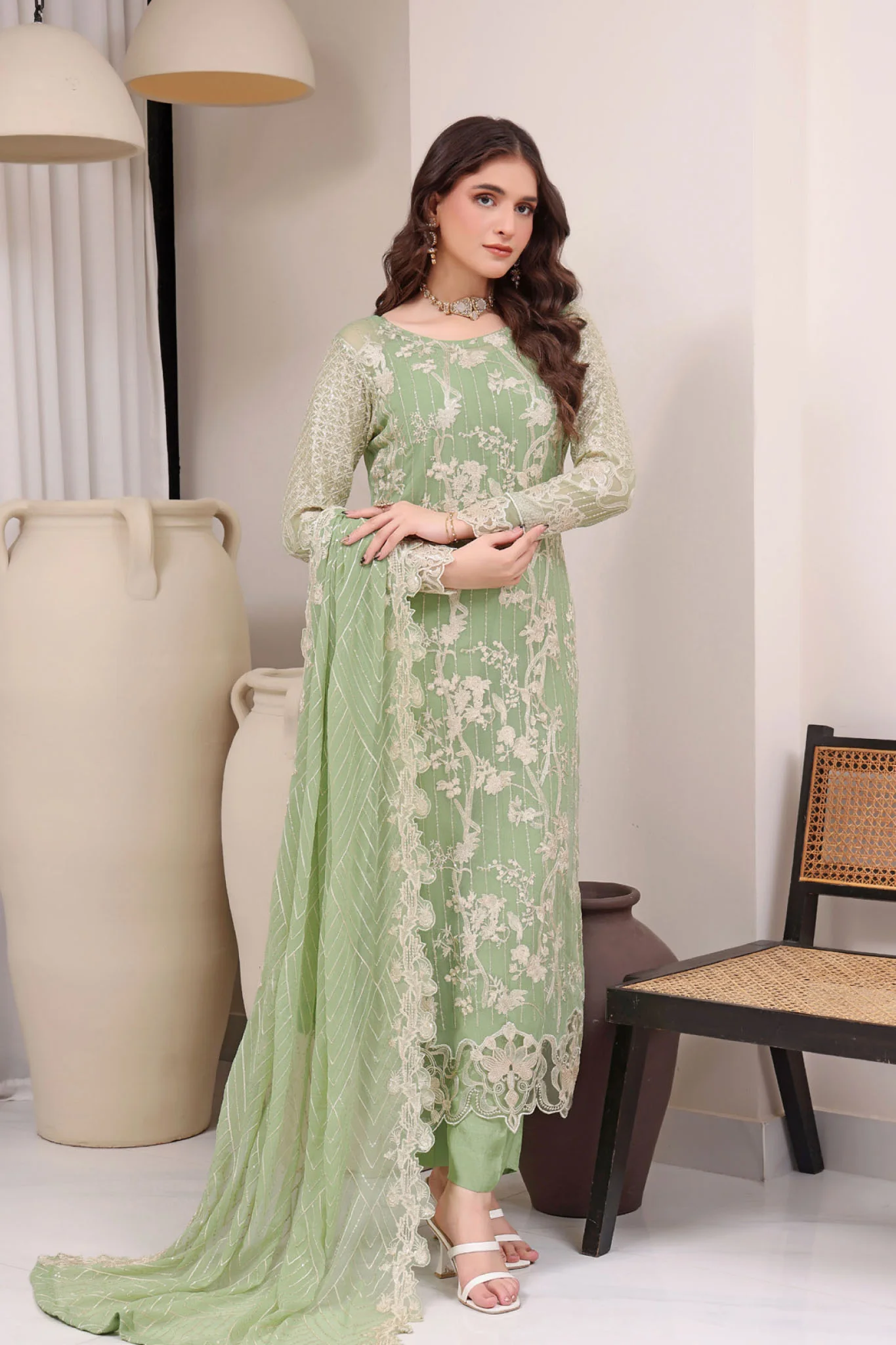 Jahanara By Soghat Unstitched 3 Piece Formals Suit-JHA-04 - Image 3