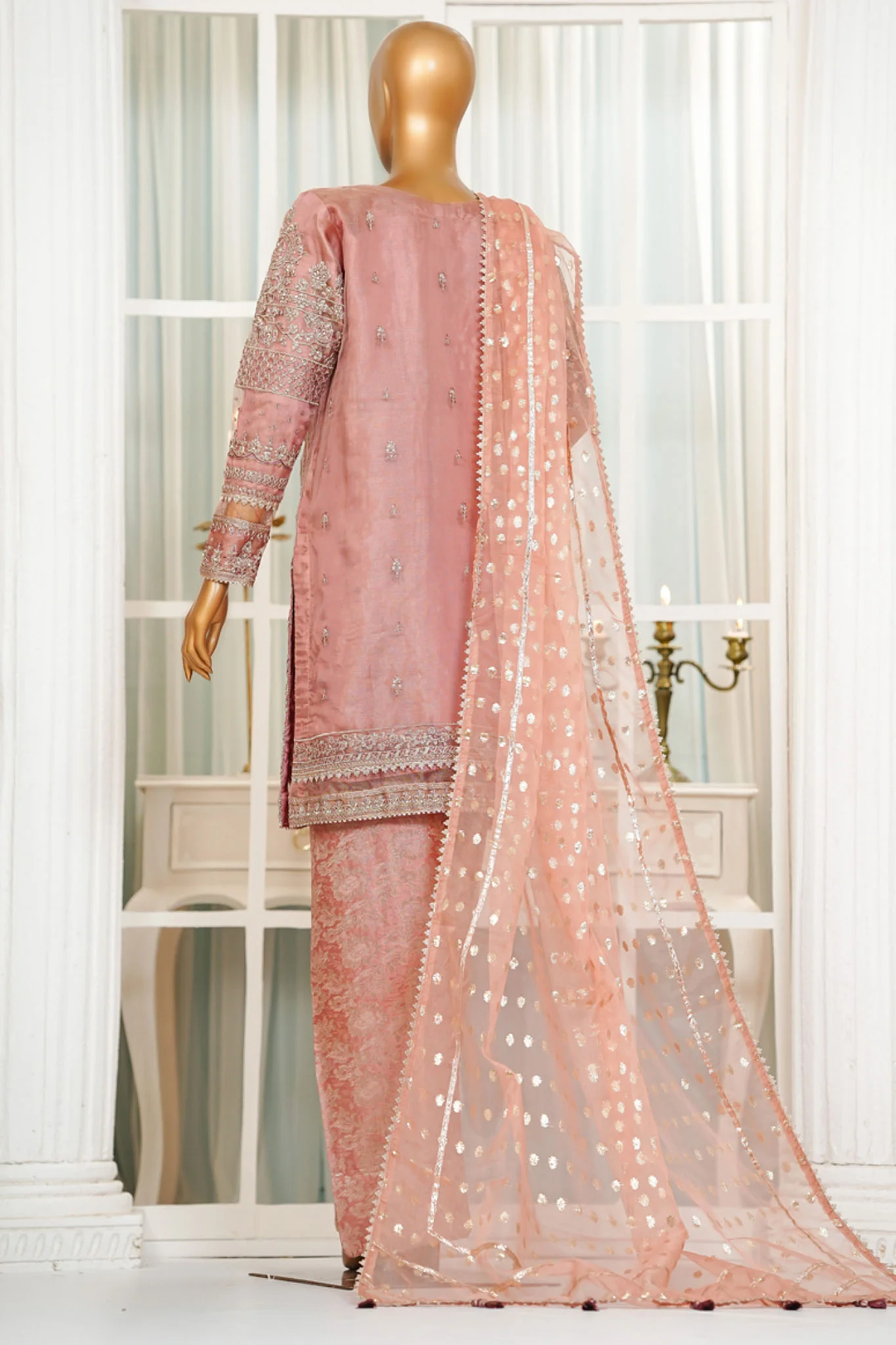 Jashn By HZ Stitched 3 Piece Luxury Formals Suit-HZK-207-Mauve - Image 3