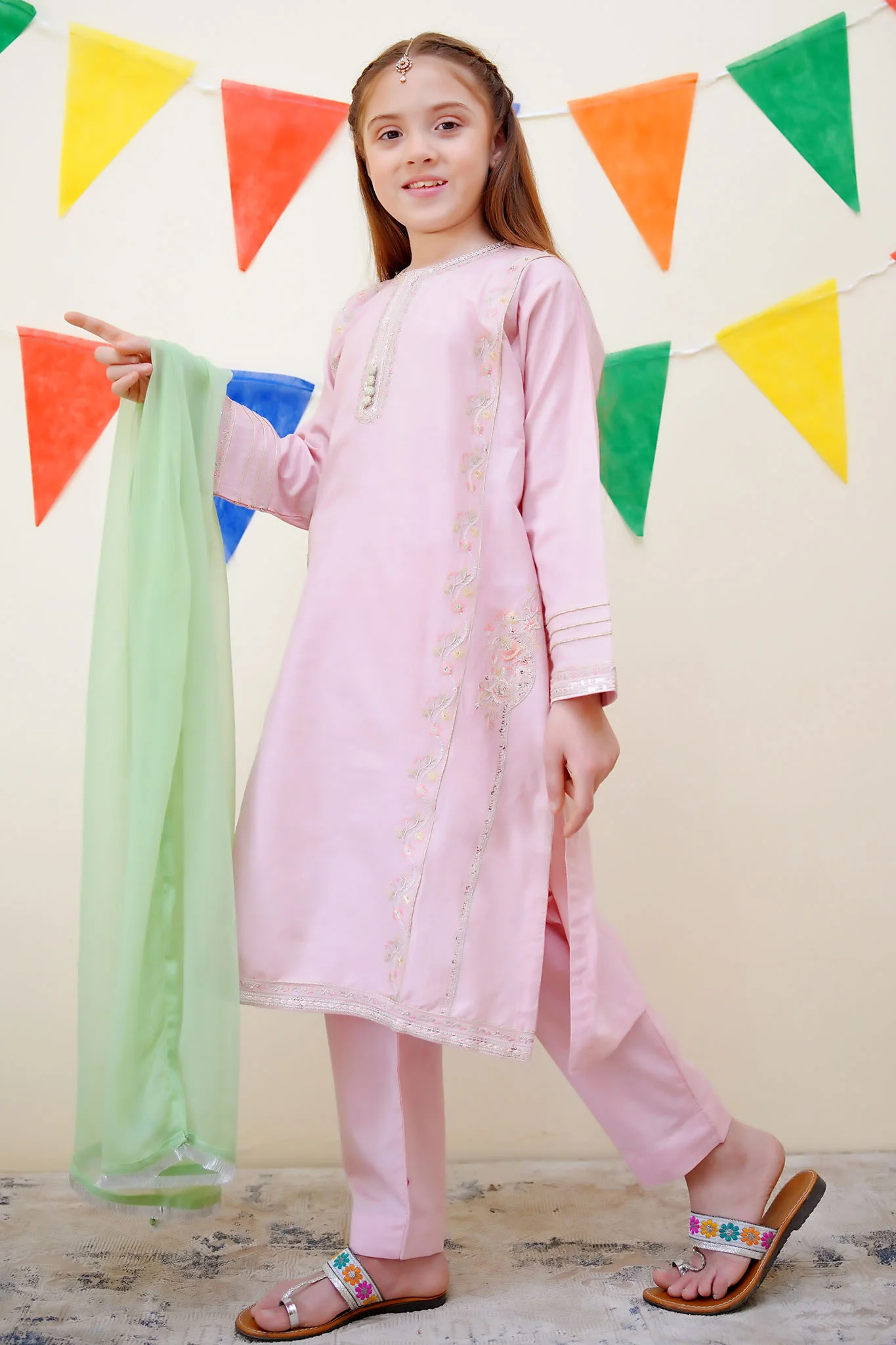 Jashn E Eid By Shanzey Stitched 3 Piece Festive Emb Cotton Collection-SHK-3612-Pink - Image 4