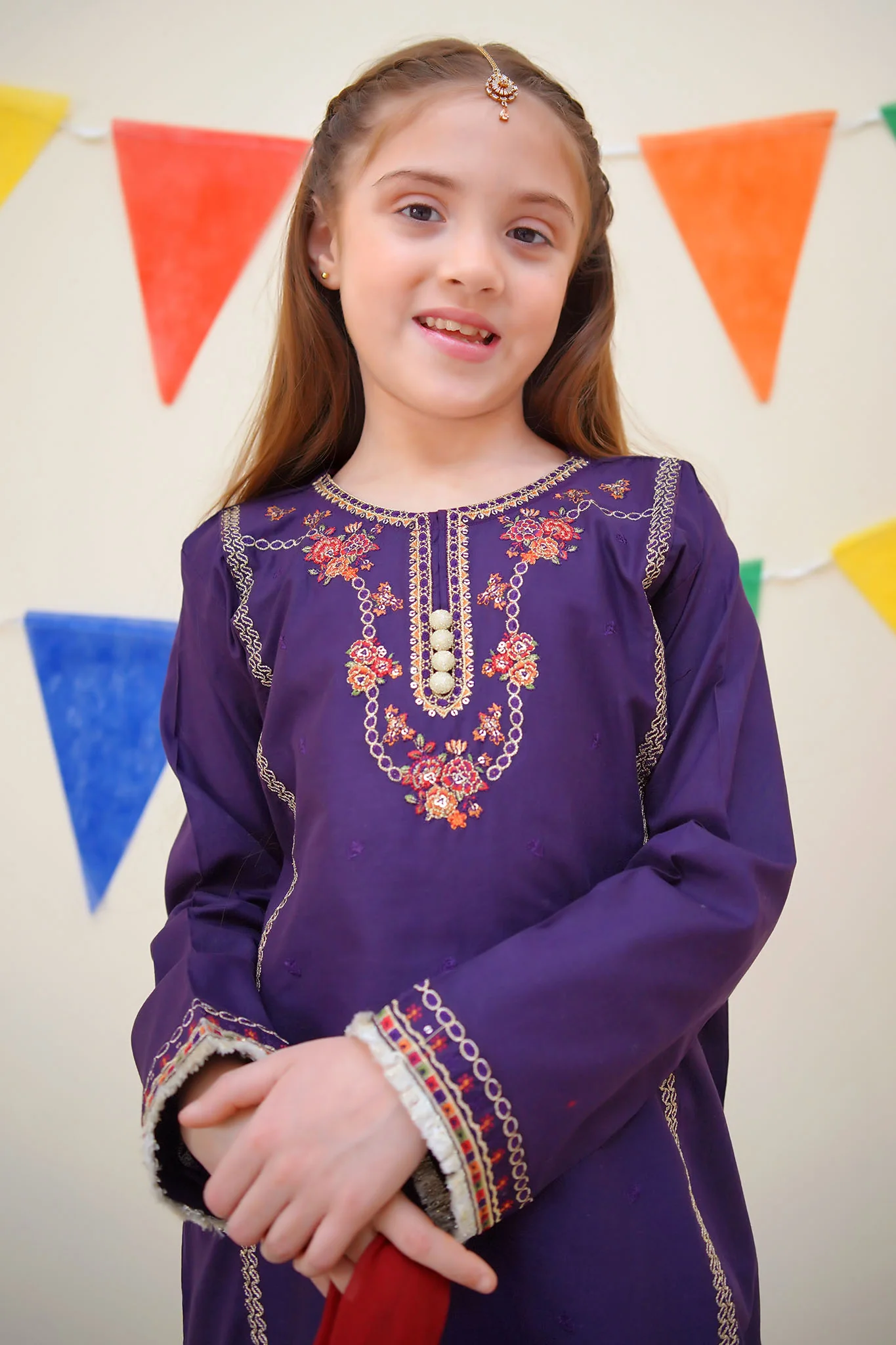 Jashn E Eid By Shanzey Stitched 3 Piece Festive Emb Cotton Collection-SHK-3613-Purple - Image 4