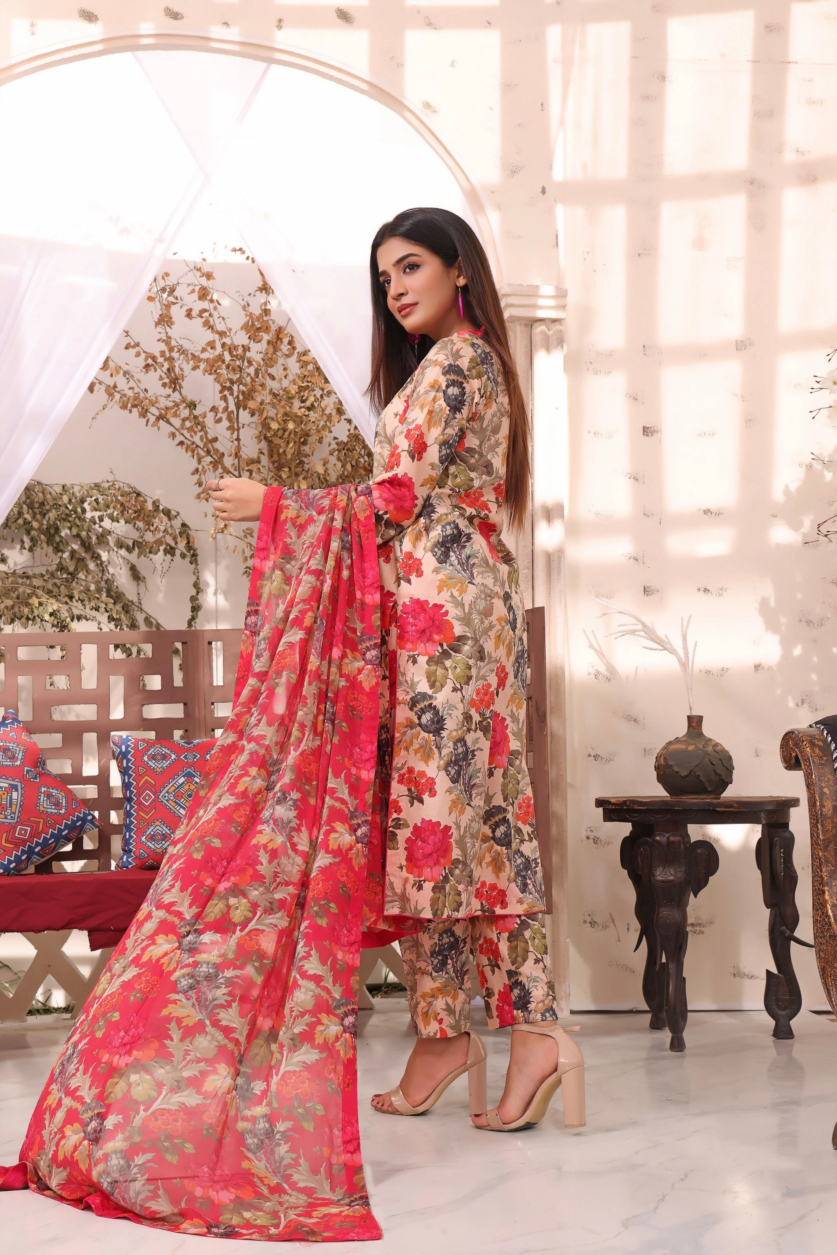 Feathers Unstitched 3 Piece Summer Collection-JASICA-FT185 - Image 4