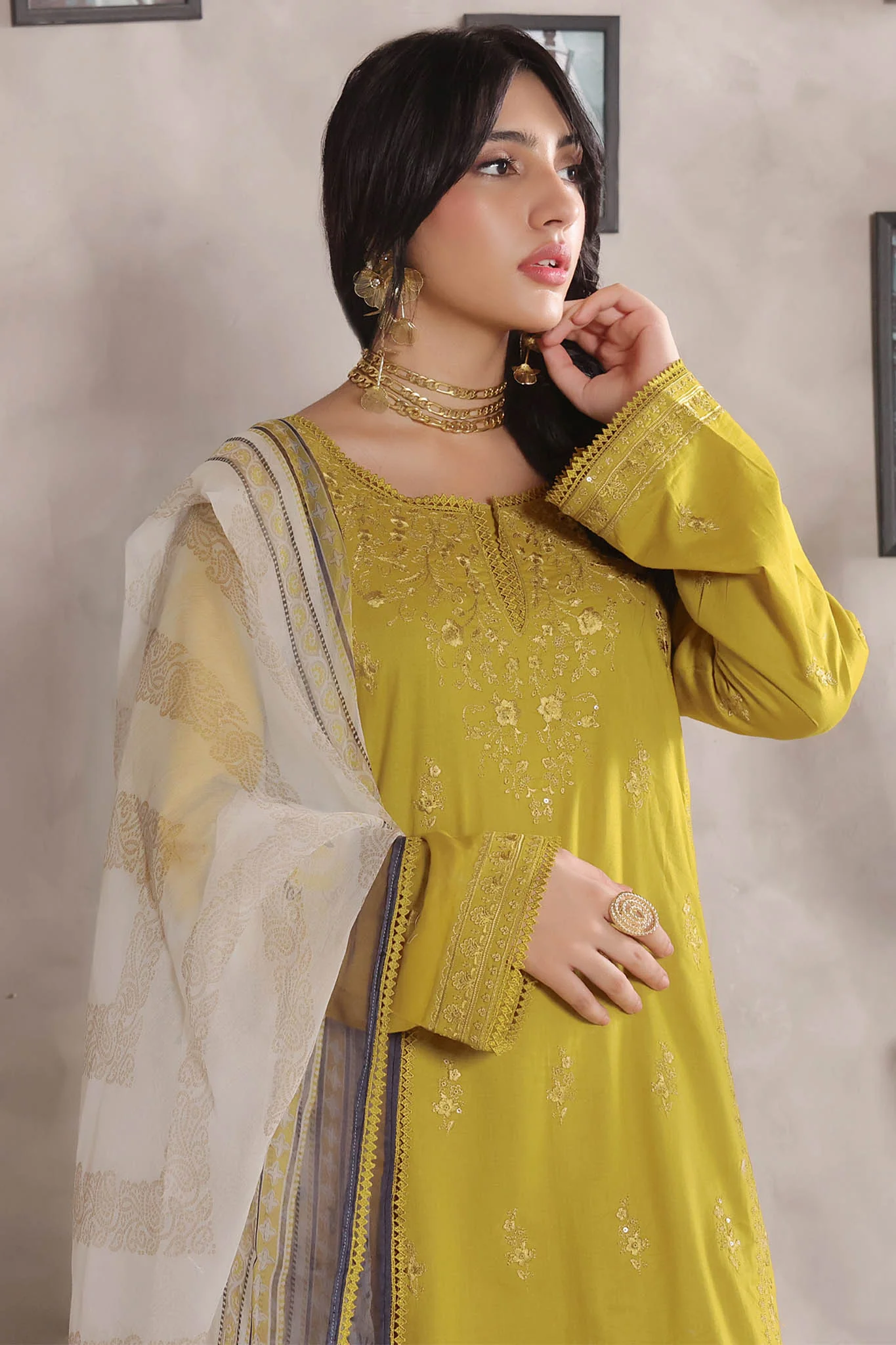 Jasmine By Soghat Unstitched 3 Piece Emb Cotton Chikankari Vol-03 Suit-D-02 - Image 2