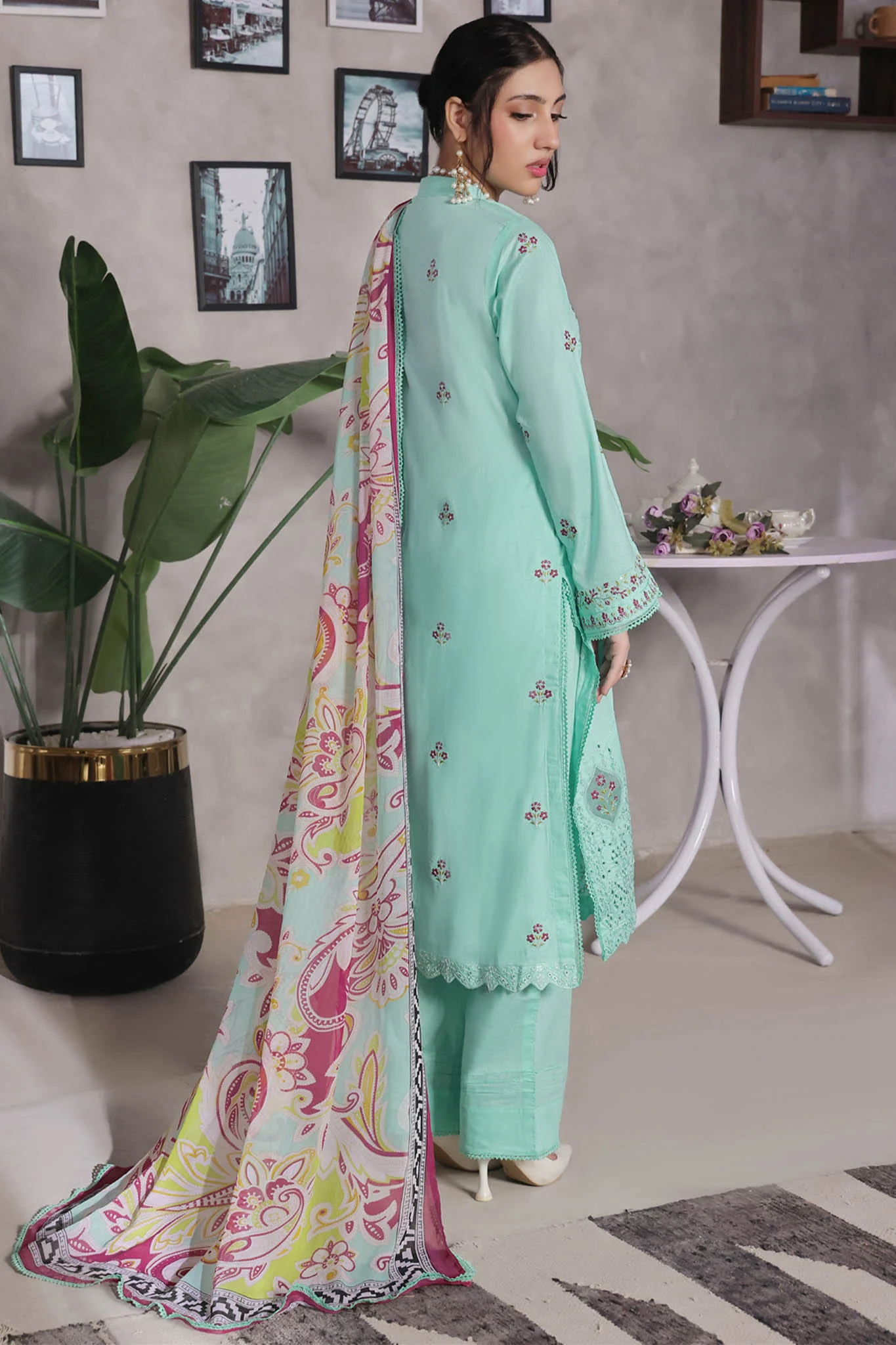 Jasmine By Soghat Unstitched 3 Piece Emb Cotton Chikankari Vol-03 Suit-D-07 - Image 3