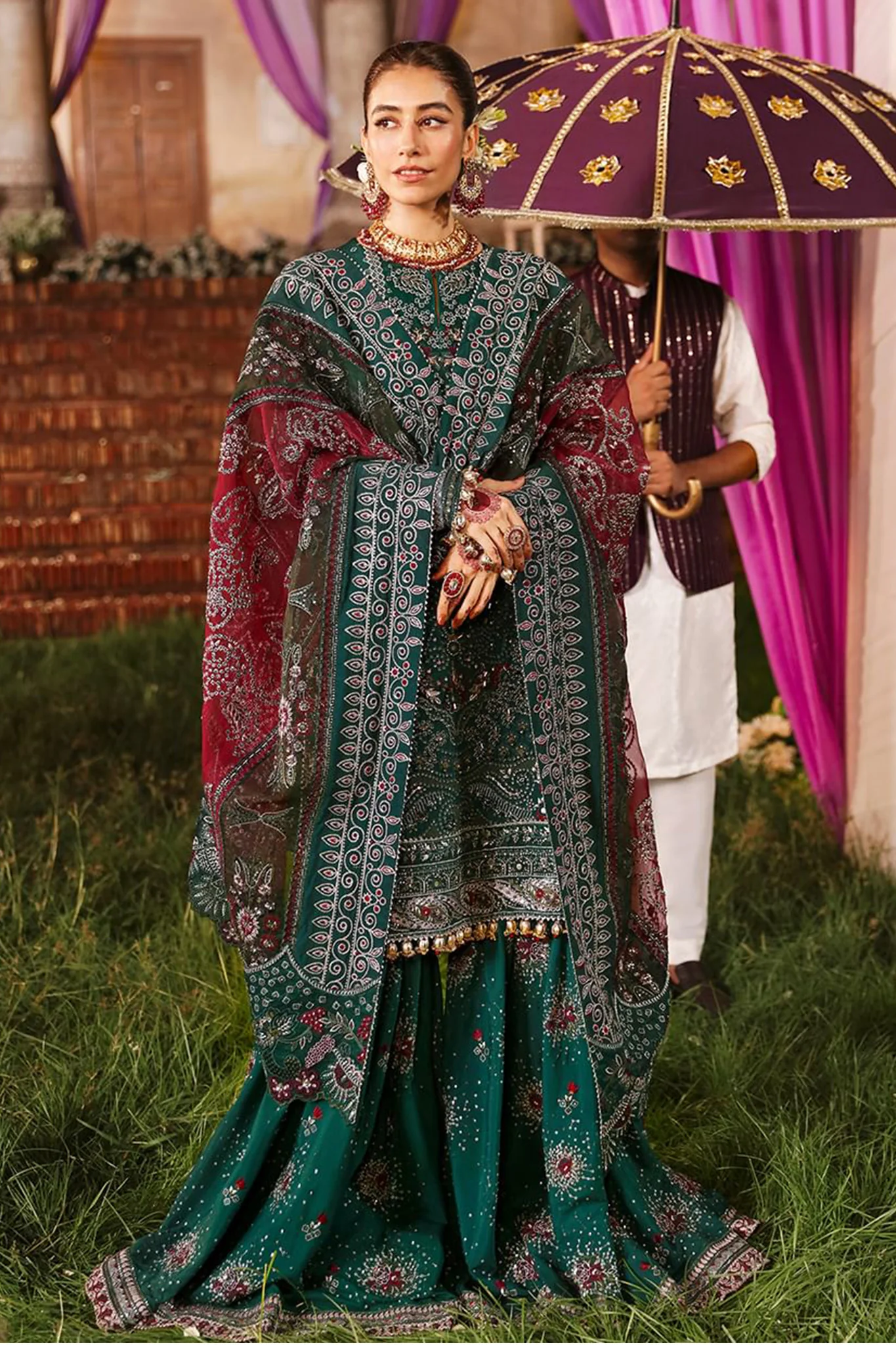 Jhoomro By Nureh Unstitched 3 Piece Luxury Formals Wedding Suit-NL-68 - Image 3
