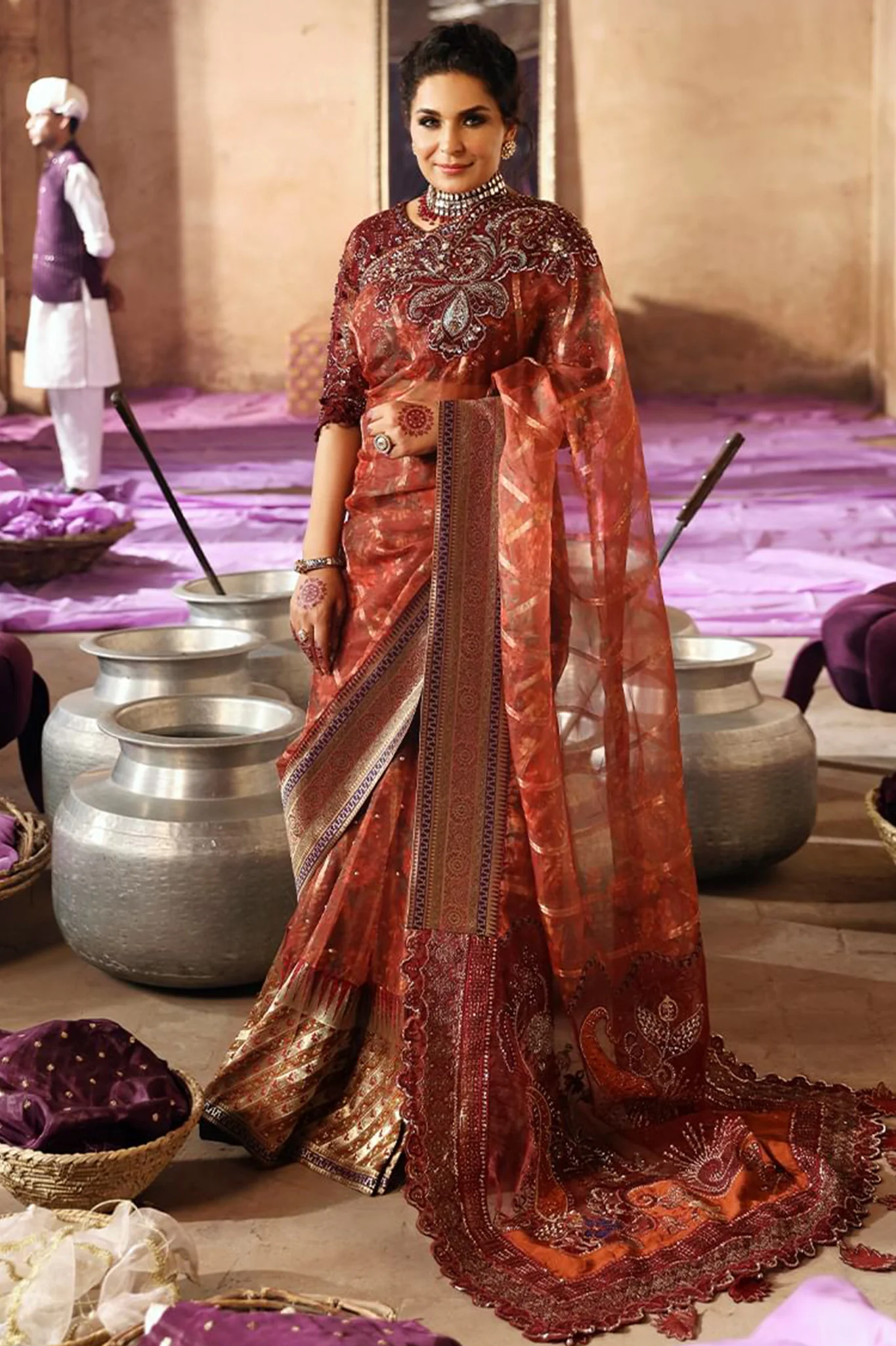 Jhoomro By Nureh Unstitched 3 Piece Luxury Formals Wedding Suit-NL-71 - Image 2