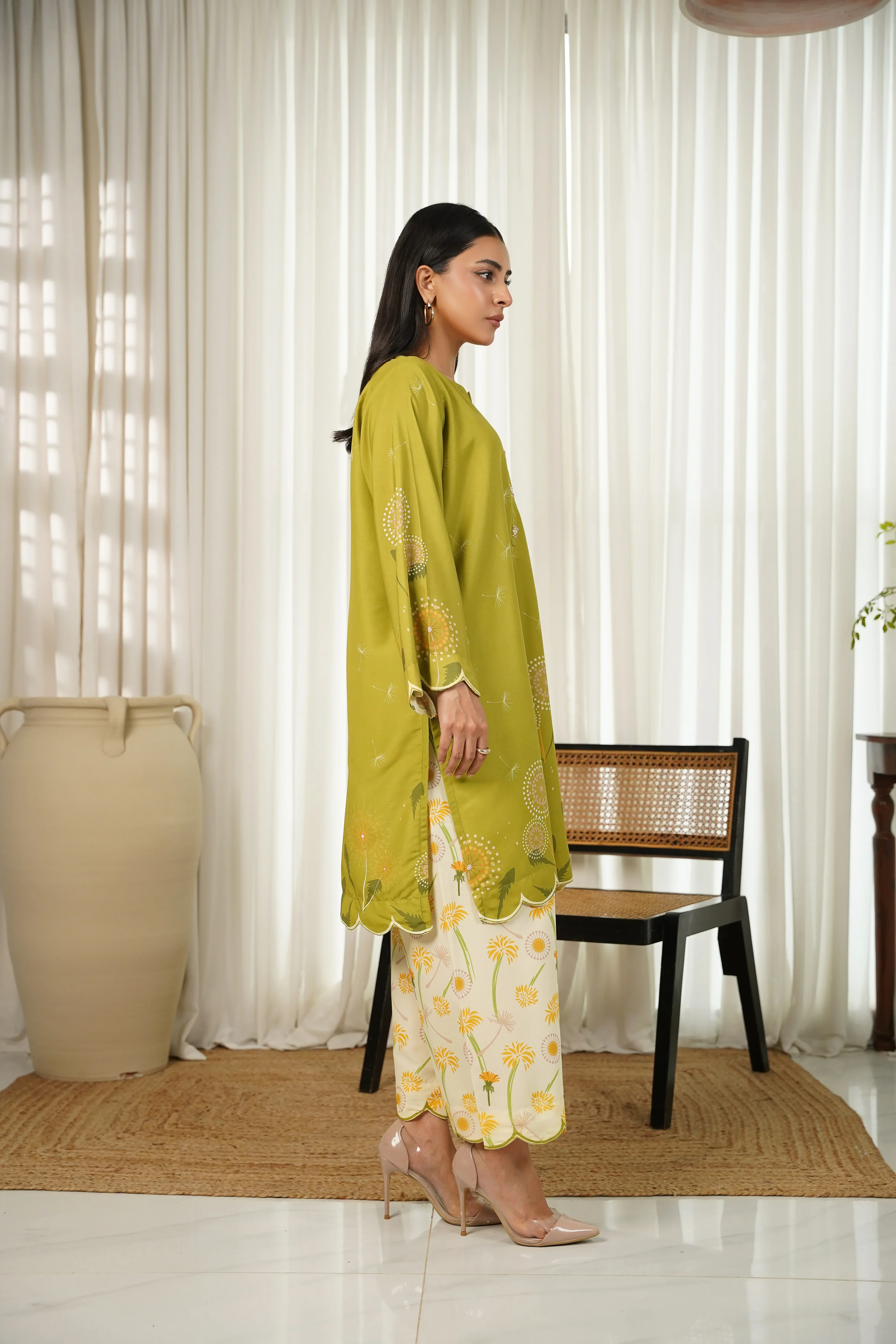 Dhaga Stitched 2 Piece Poly Cambric Suit-Juniper - Image 3