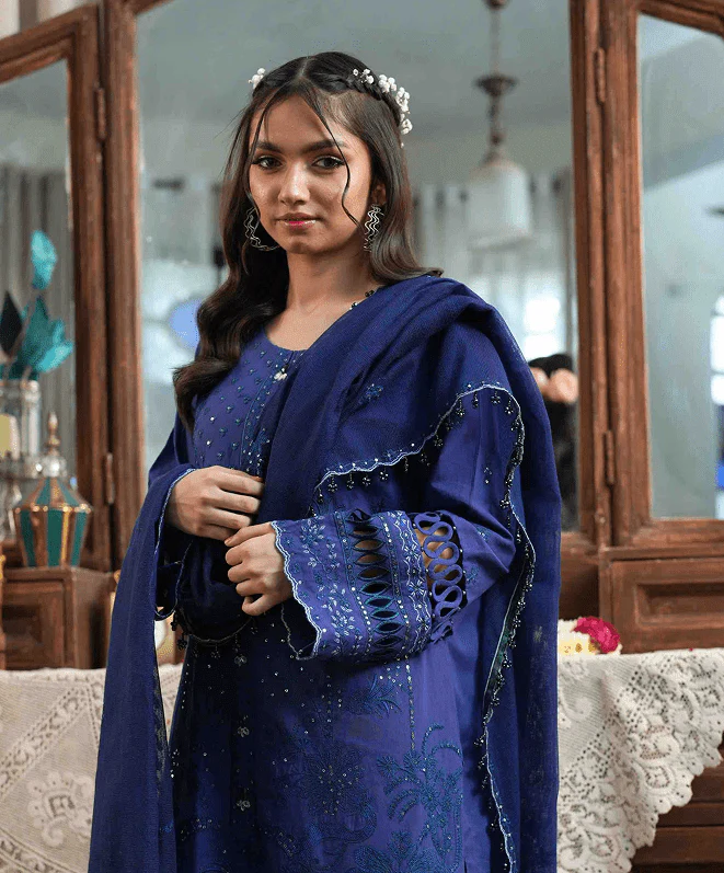 Baad-E-Naubahaar By Kaanthaa Unstitched 3 Piece Summer Suit-Morni Unstitched Embroidered Suit (3-Piece) - Image 3