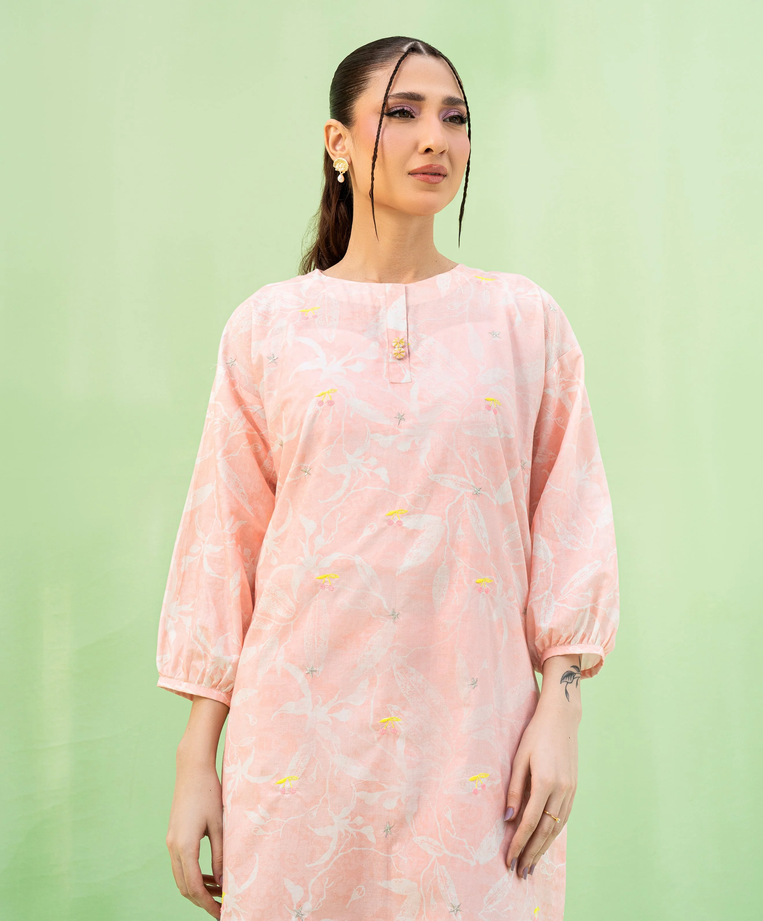 Falling Pretty By Kaanthaa Stitched 2 Piece Summer Suit-Starberry - Image 2