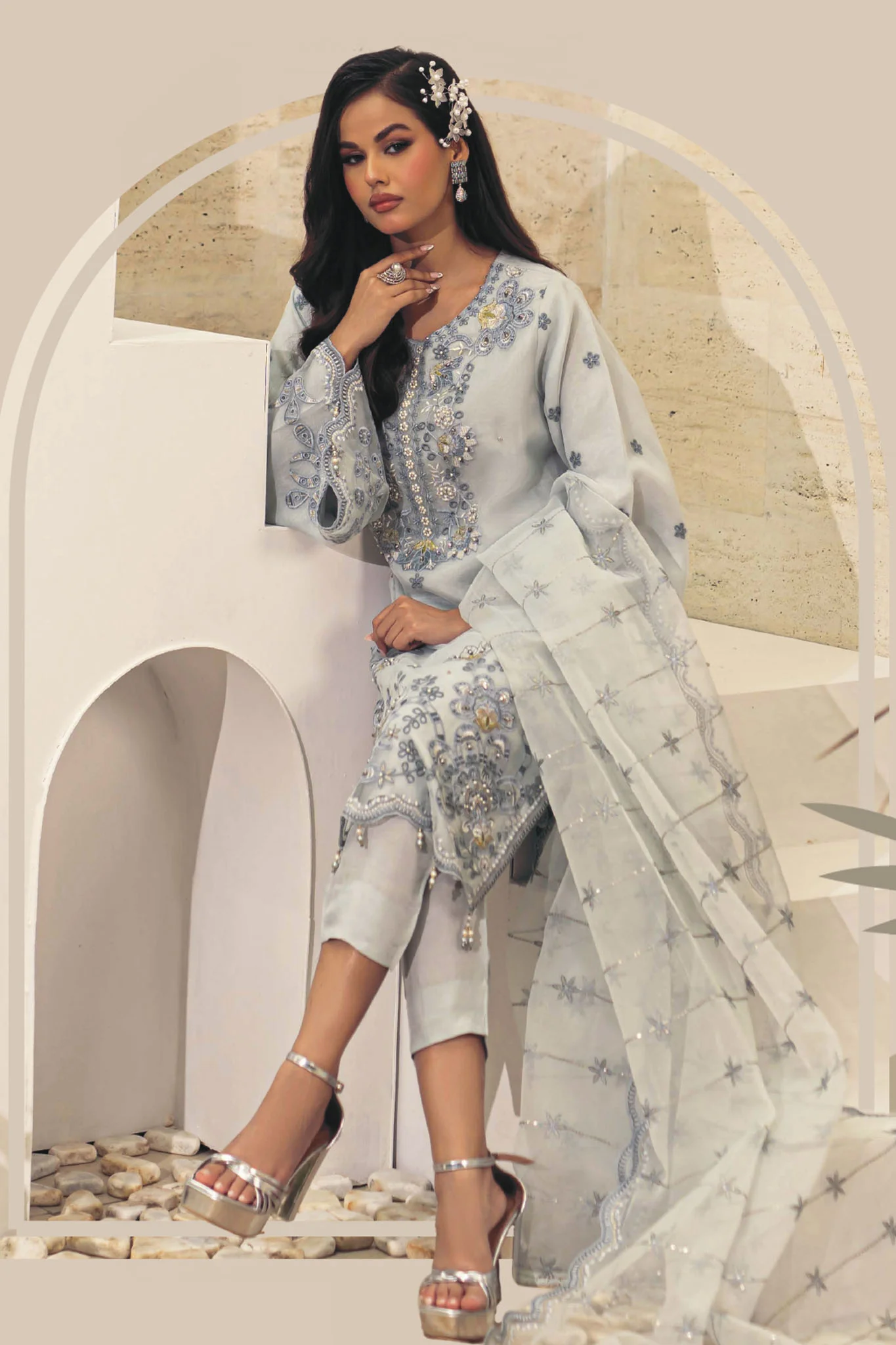 Kahani By Guzel Stitched 3 Piece Festive Formals Organza Vol-02 Collection-04-Kirdar - Image 2