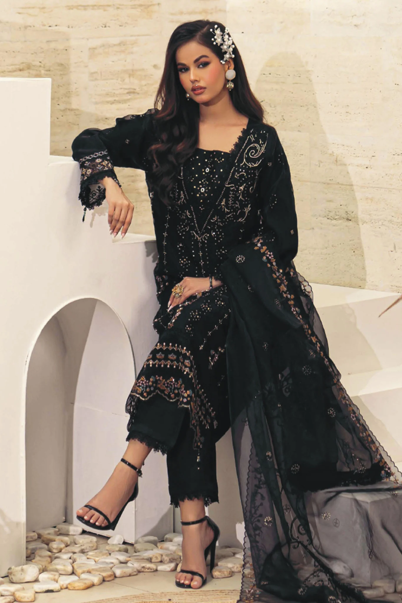 Kahani By Guzel Stitched 3 Piece Festive Formals Organza Vol-02 Collection-06-Manzil - Image 4